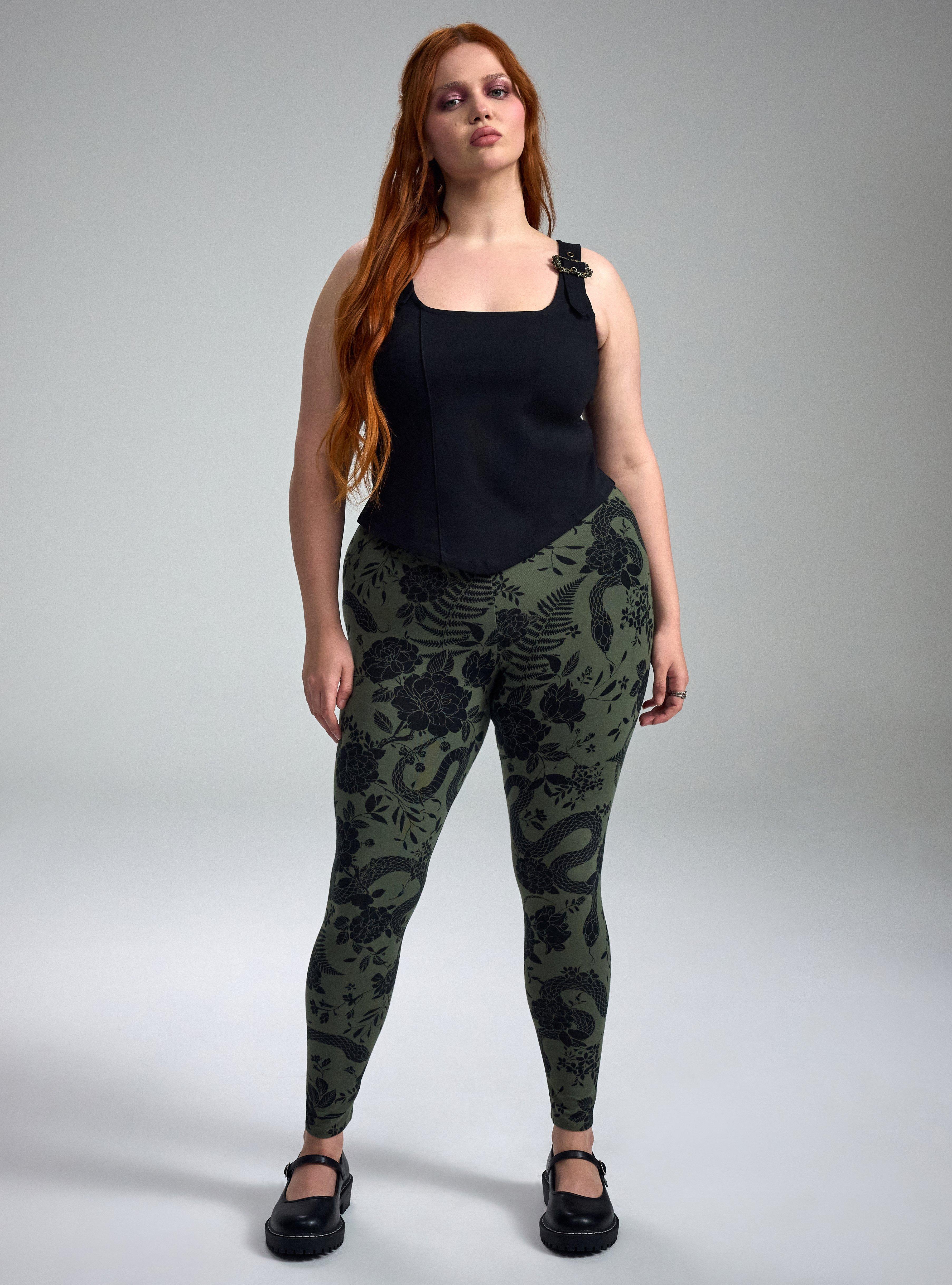 Nightfall Full Length Printed Legging, SNAKE FLORAL GREEN, hi-res