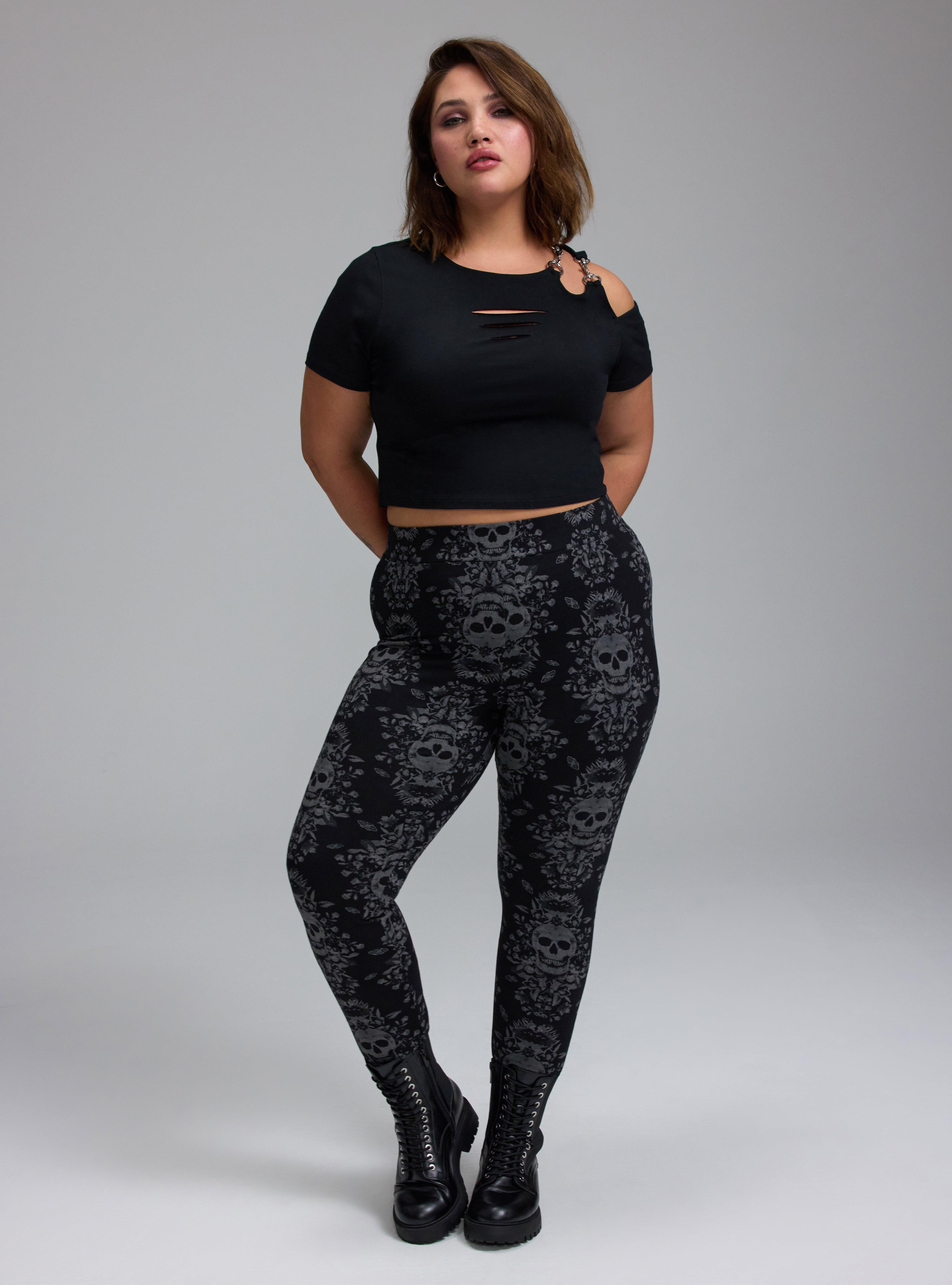 Nightfall Legging, SKULL FLORAL DAMASK DEEP BLACK, hi-res