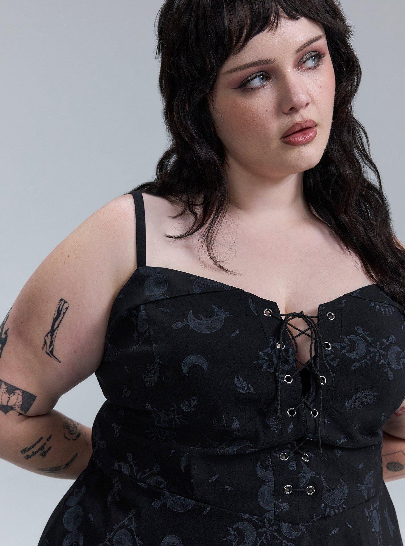 Nightfall Corset Mini Dress, IN BLOOM MOONS BLACK, alternate