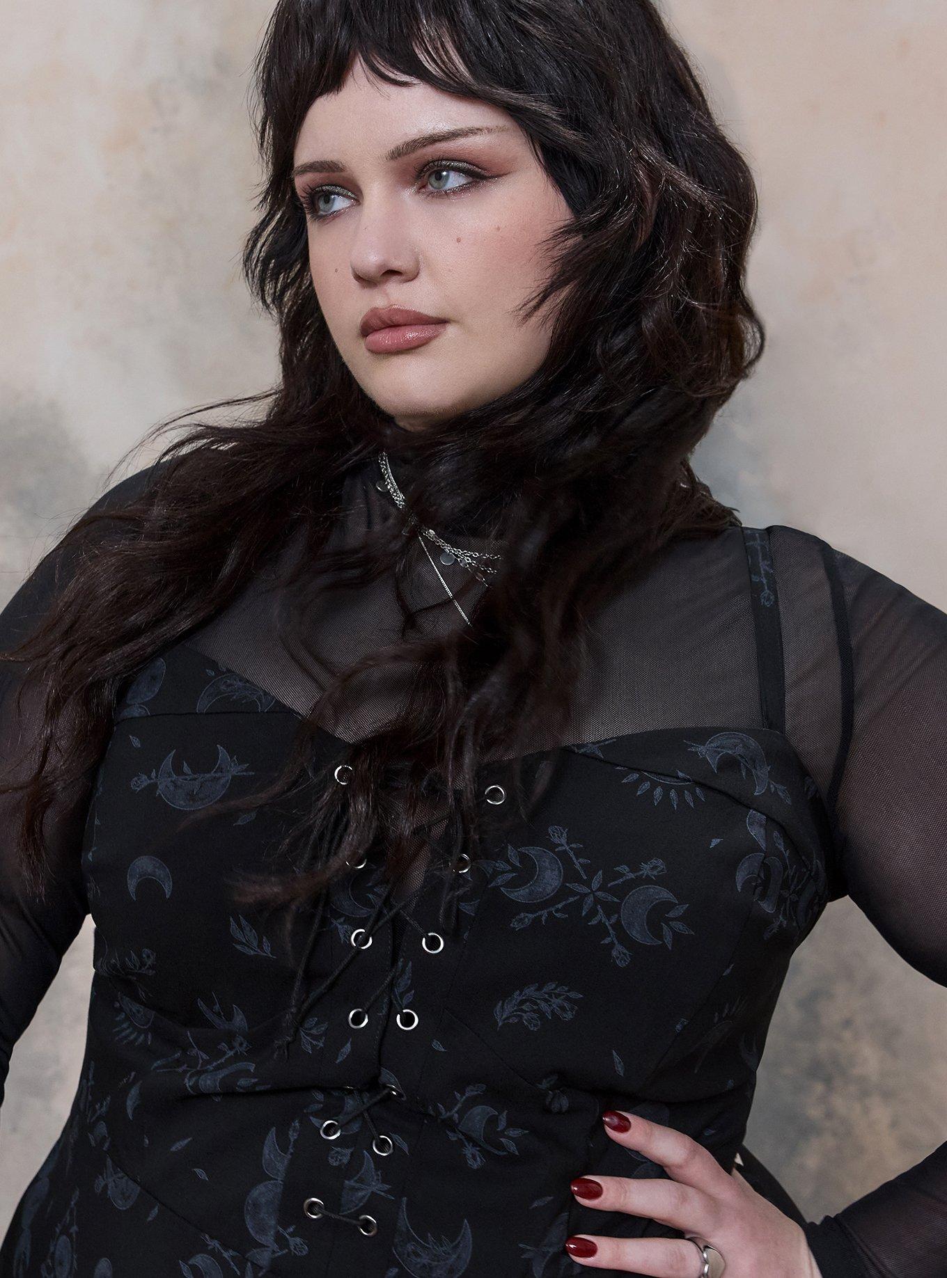 Nightfall Corset Mini Dress, IN BLOOM MOONS BLACK, alternate