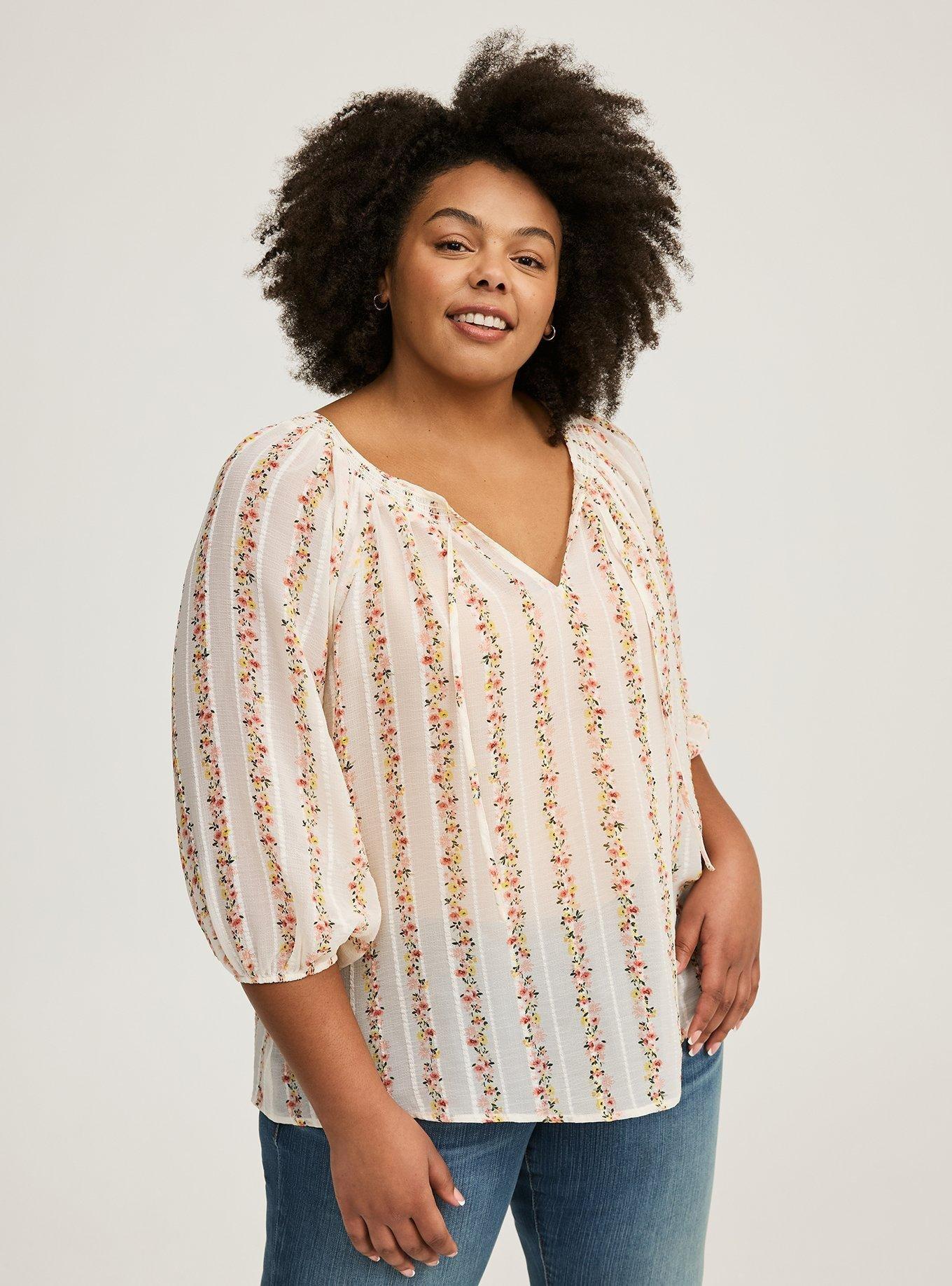 Chiffon Peasant 3/4 Raglan Blouse