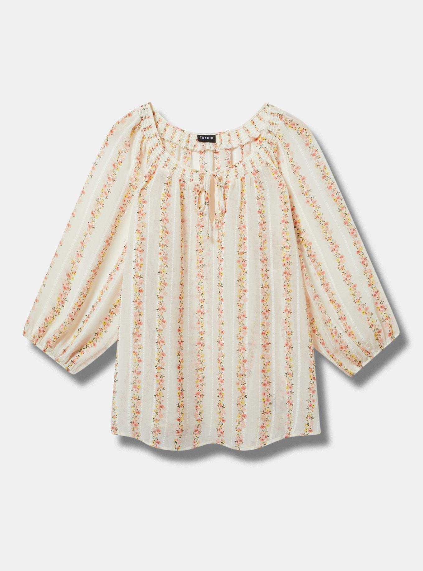 Chiffon Peasant 3/4 Raglan Blouse