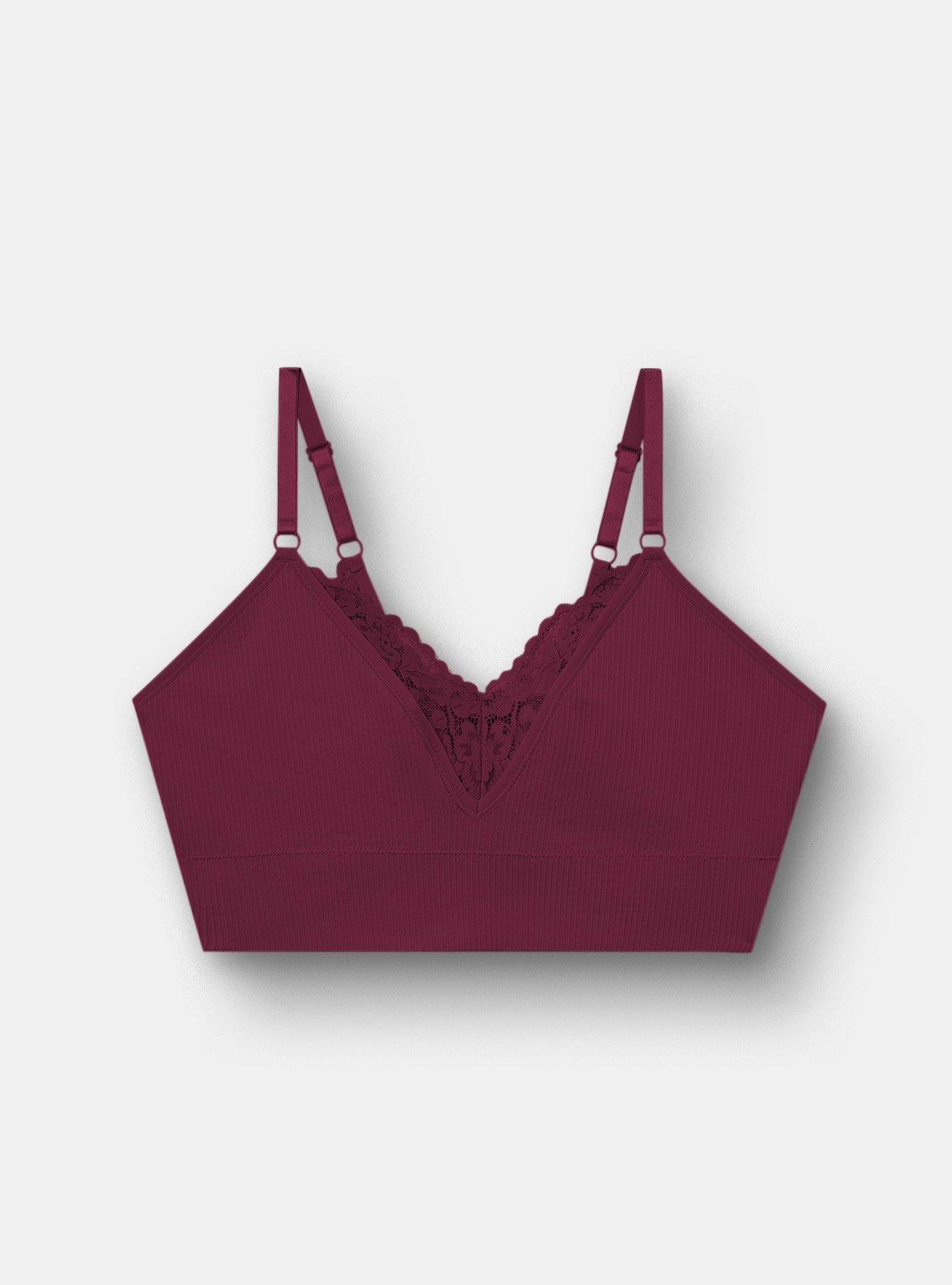 Unlined Seamless Plunge Rib Bralette, FIG, hi-res