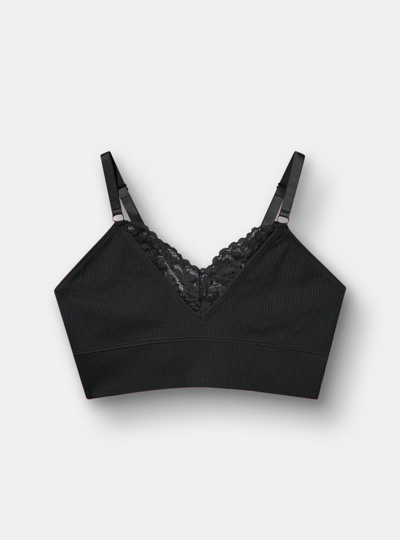 Unlined Seamless Plunge Rib Bralette, MEDIEVAL BLUE, flat