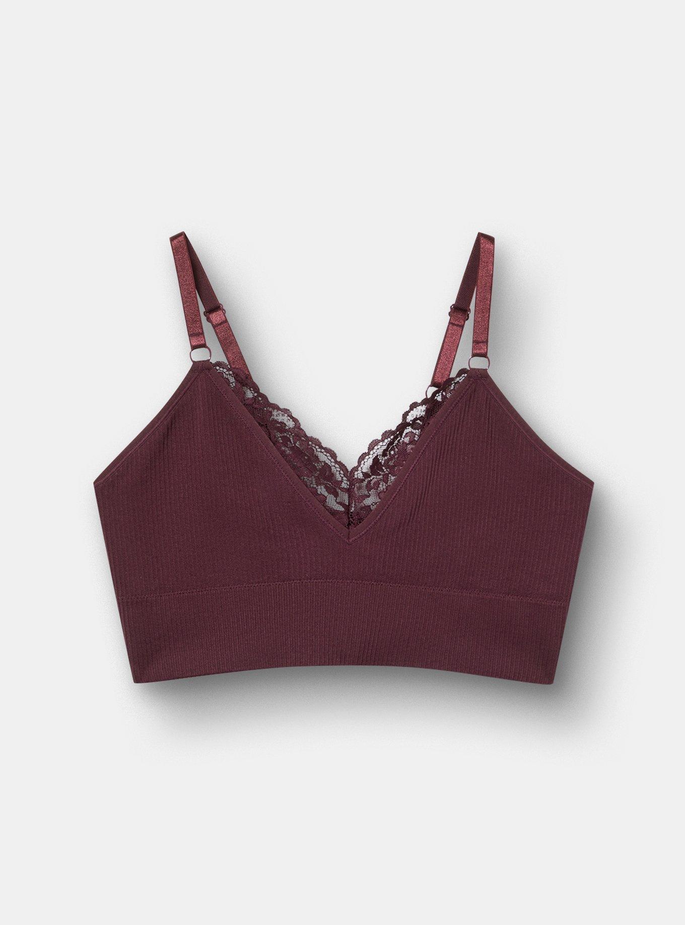 Lightly Lined Seamless Plunge Bralette, WINETASTING, hi-res