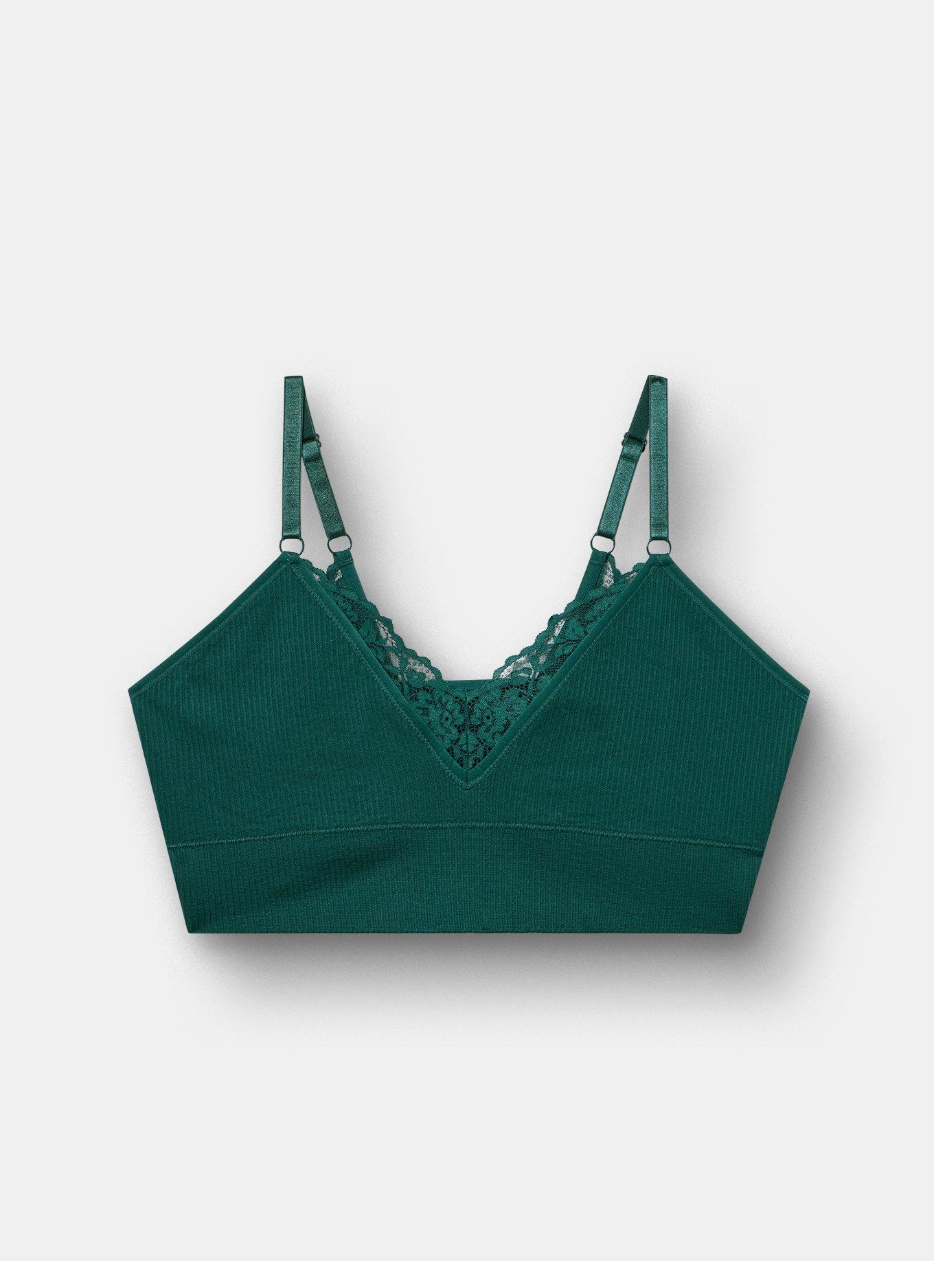 Unlined Seamless Plunge Rib Bralette, JUNE BUG, hi-res