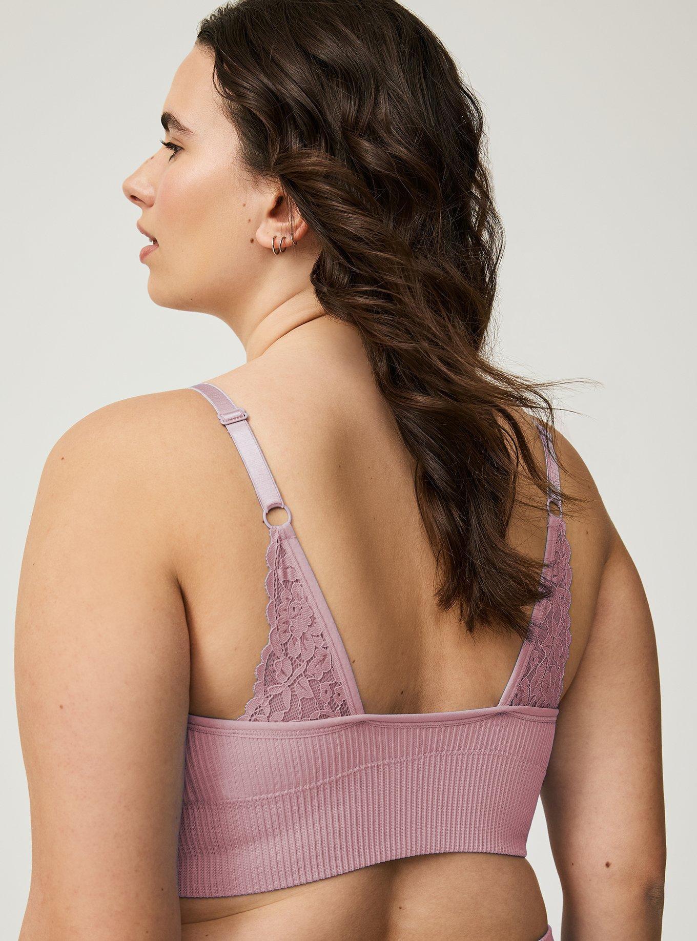 Unlined Seamless Plunge Rib Bralette, TOADSTOOL, alternate