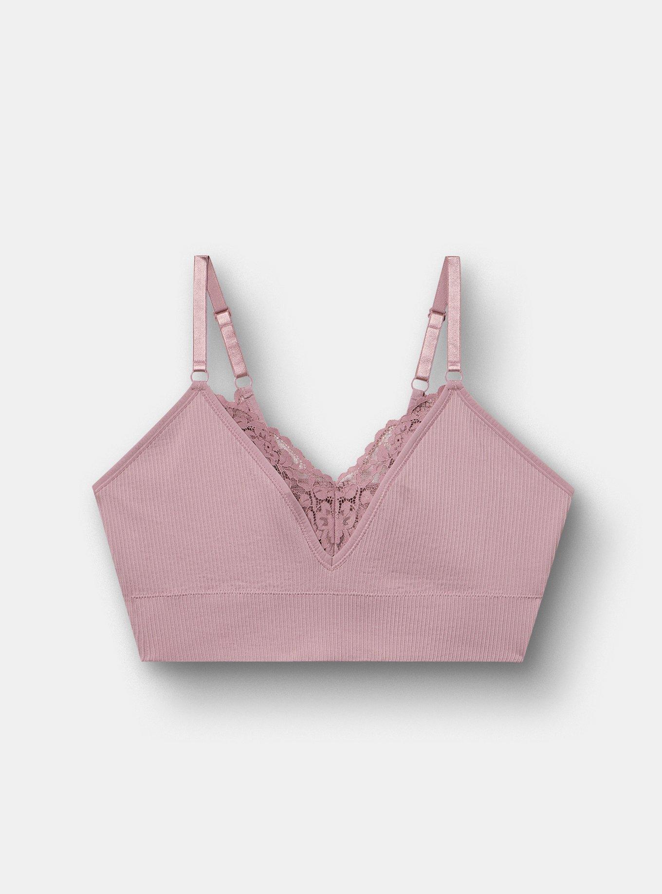 Unlined Seamless Plunge Rib Bralette, TOADSTOOL, hi-res