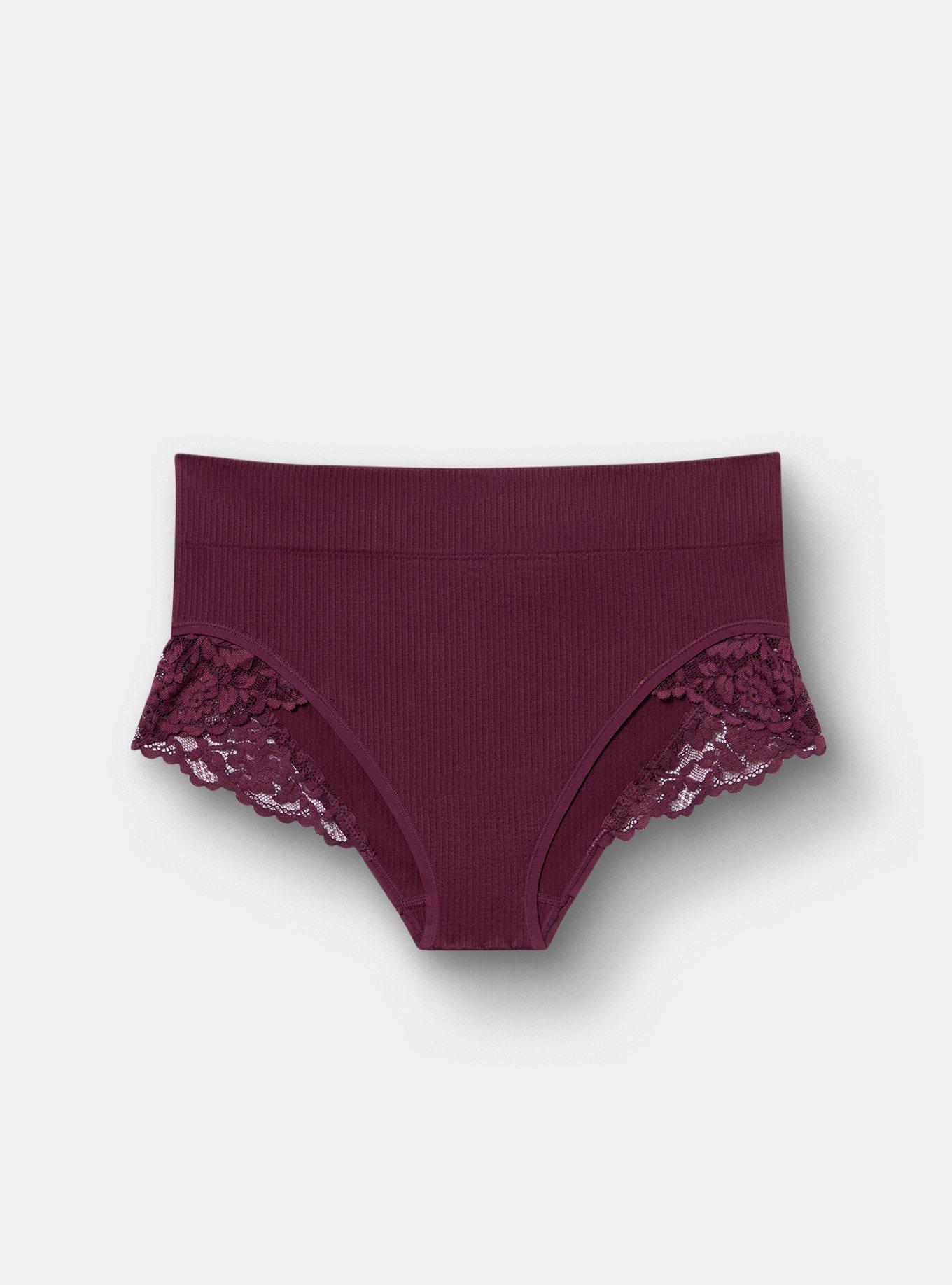 Seamless Rib Mid-Rise Brief Panty, FIG, flat
