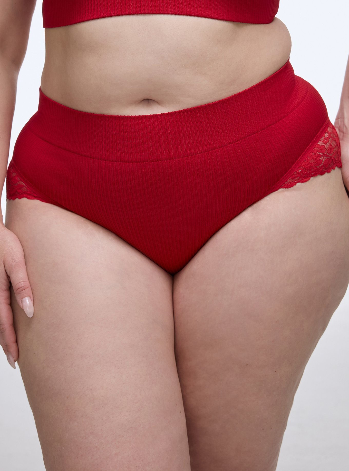 Seamless Rib Flirt Mid-Rise Brief Panty, JESTER RED, alternate