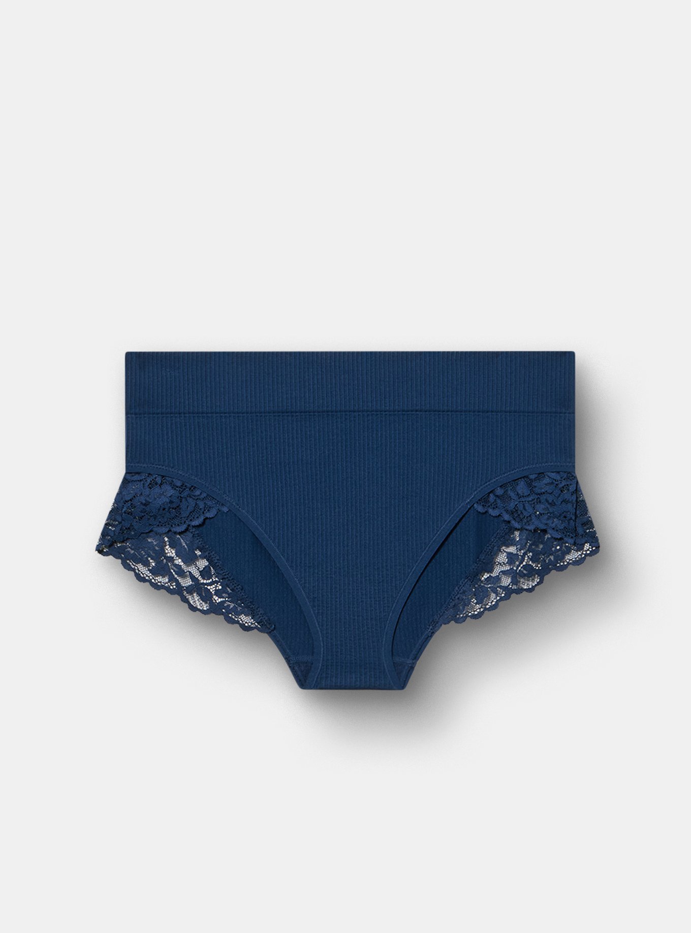 Seamless Rib Flirt Mid-Rise Brief Panty, MEDIEVAL BLUE, flat