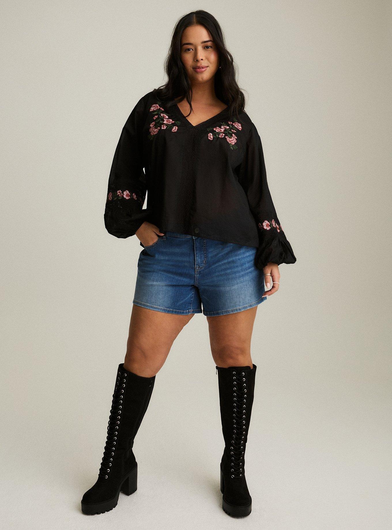 Festi Embroidered Popover Top