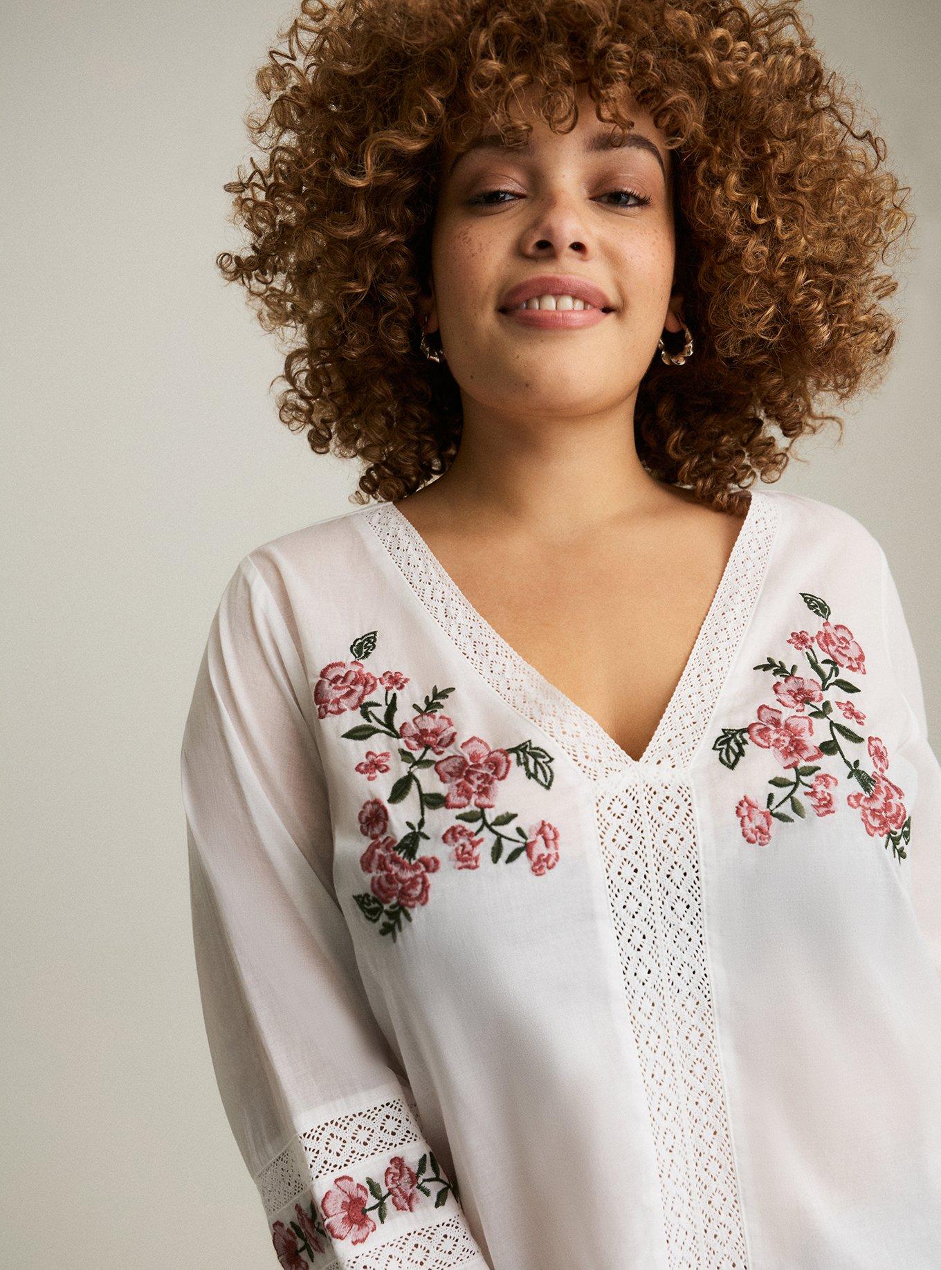 Festi Embroidered Popover Top