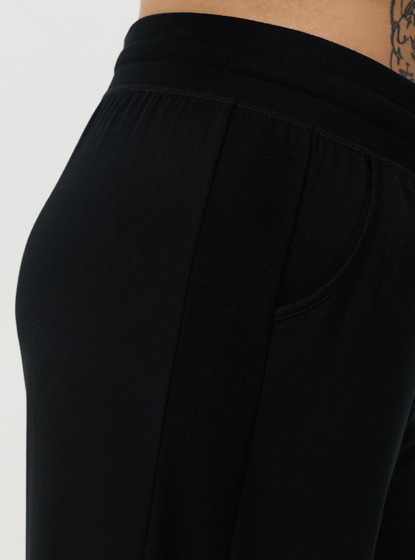 Lightweight French Terry Wide Leg Lounge Pant, DEEP BLACK, alternate