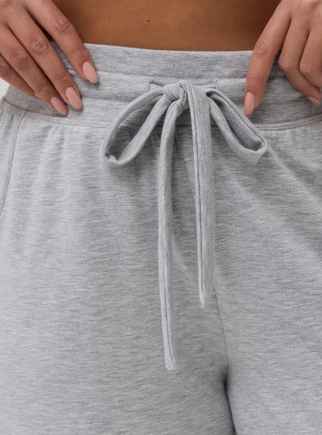 Lightweight French Terry Wide Leg Lounge Pant, LIGHT HEATHER GREY, alternate