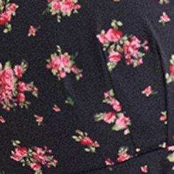 Retro Chic Tie Front Swing Dress, ROMY ROSES FLORAL BLACK, swatch