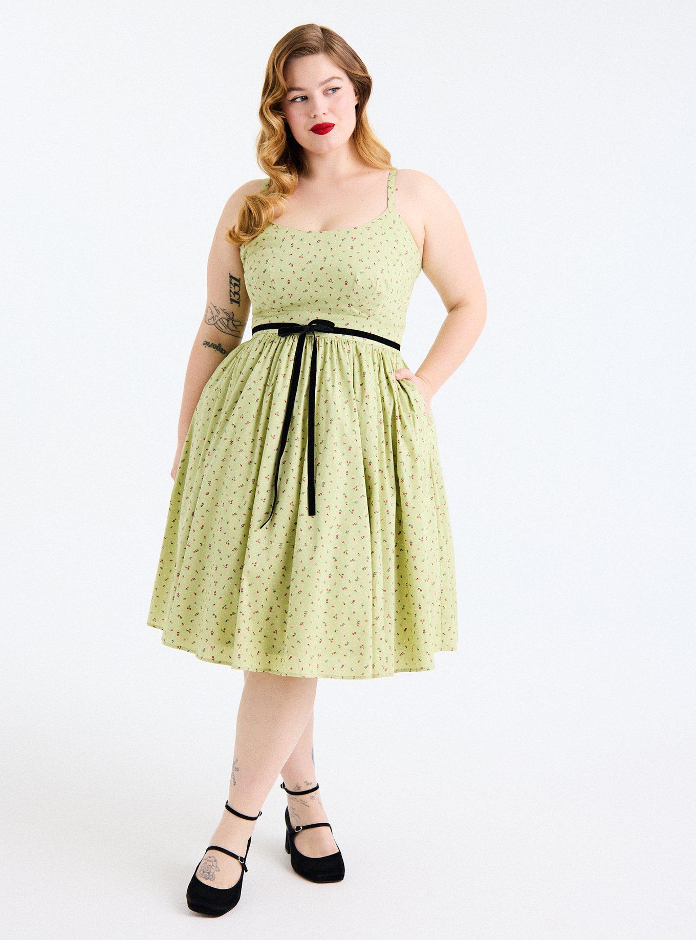 Retro Chic Belted Swing Dress, ADORE DITSY FLORAL LIGHT GREEN, alternate
