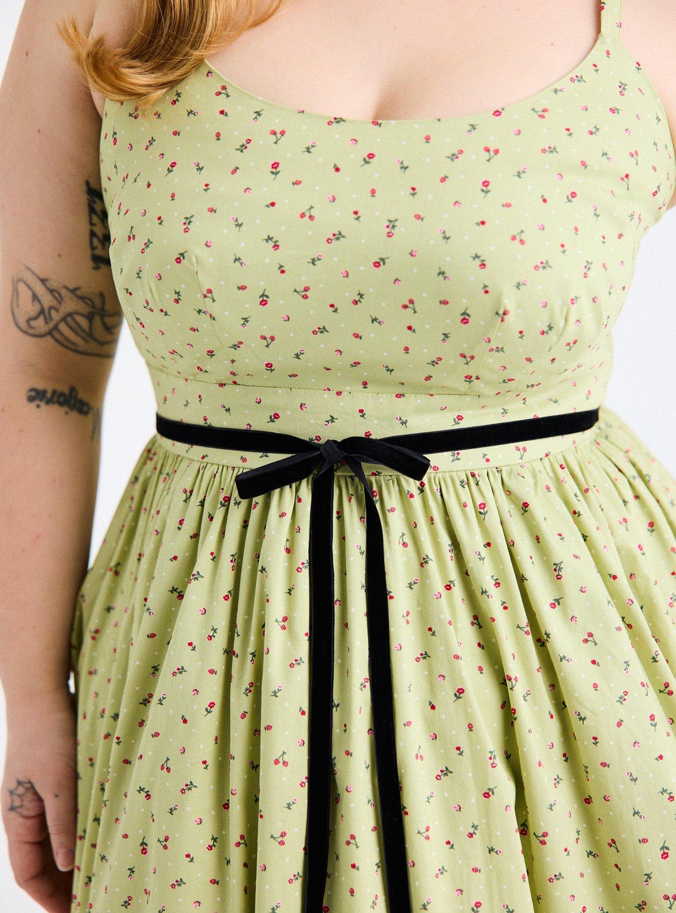 Retro Chic Belted Swing Dress, ADORE DITSY FLORAL LIGHT GREEN, alternate