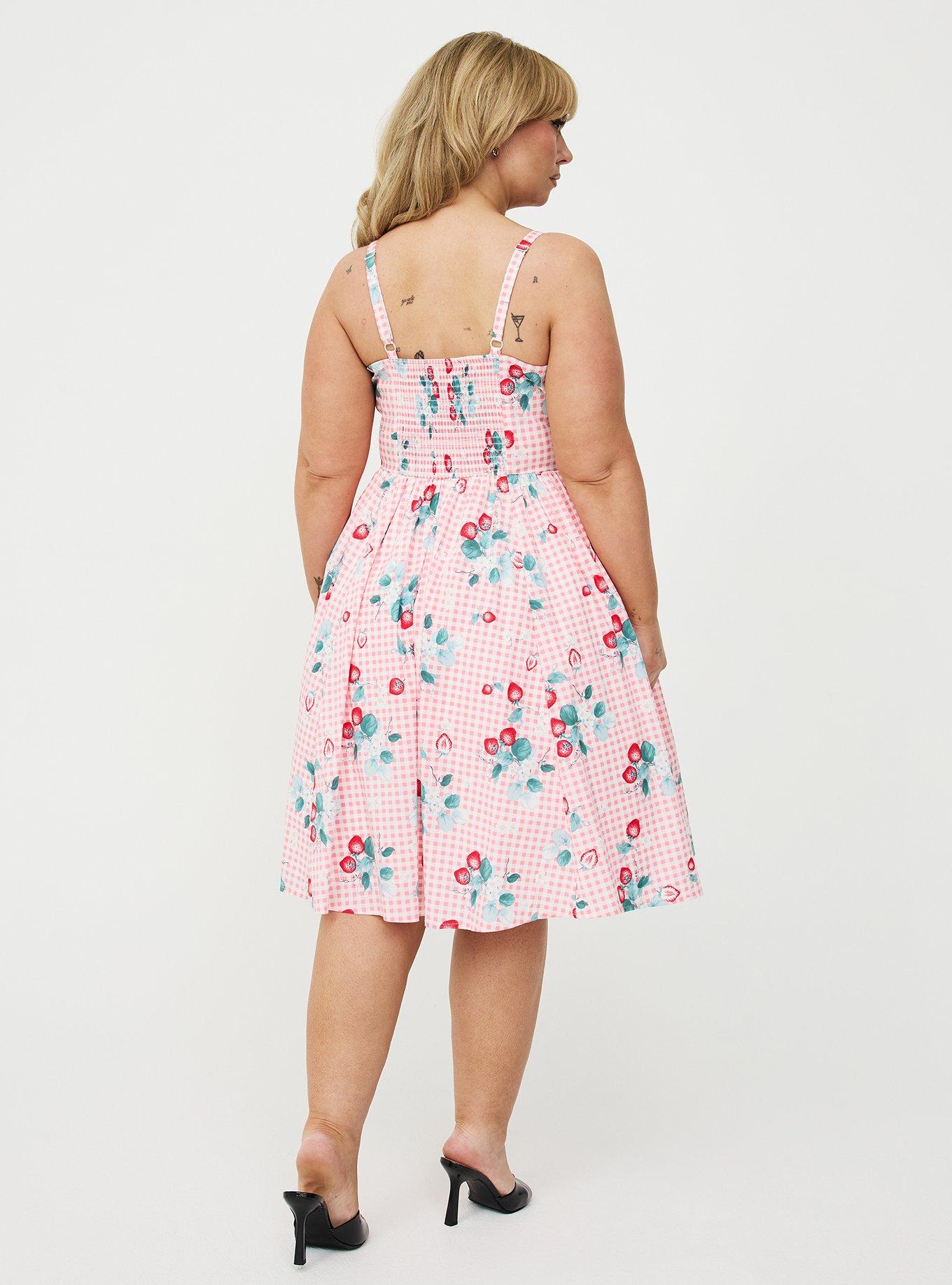 Retro Chic Belted Swing Dress, ELLA STRAWBERRIES PINK, alternate