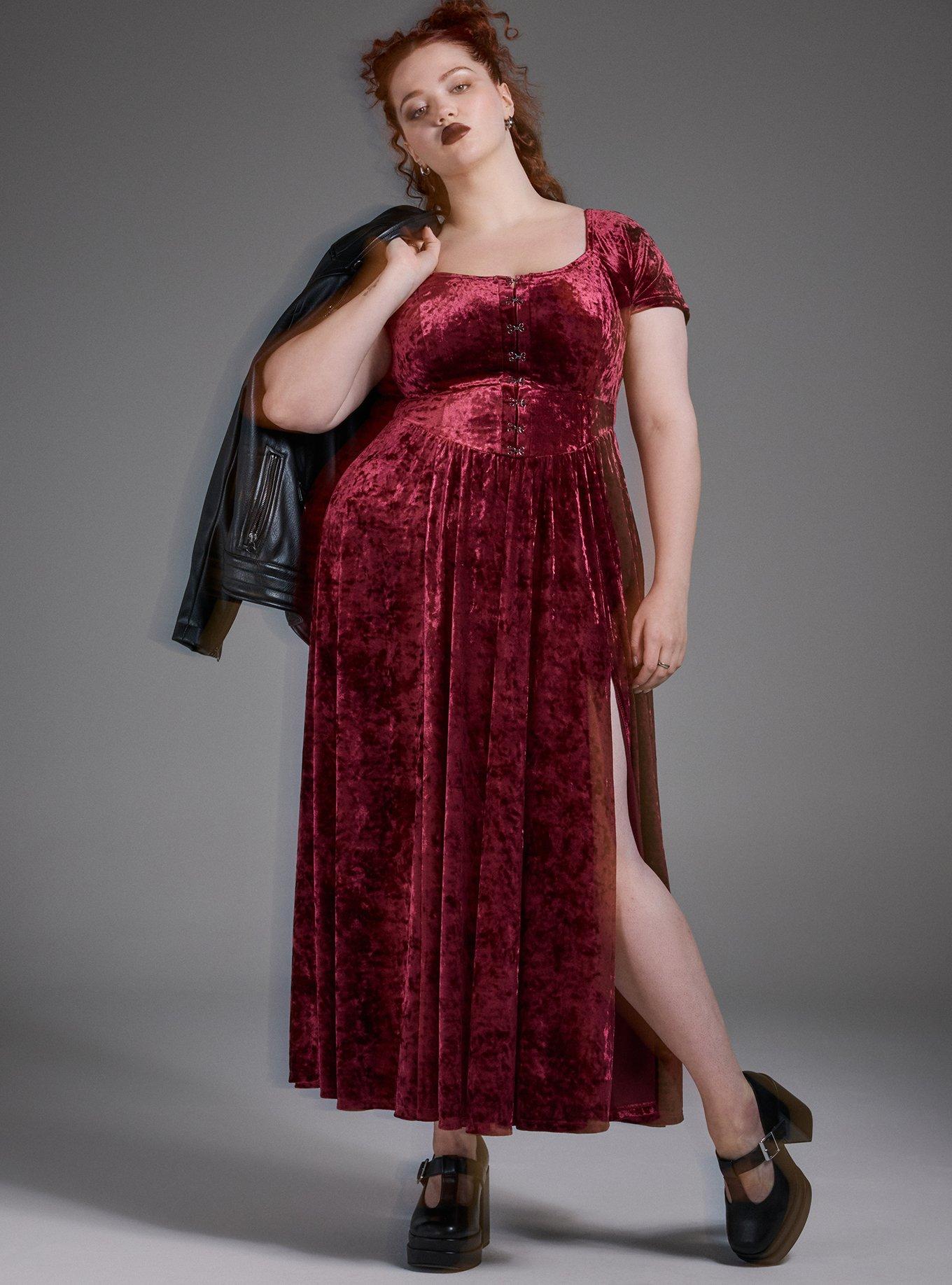 Plus Size - Nightfall Hook & Eye Velour Maxi Dress - Torrid