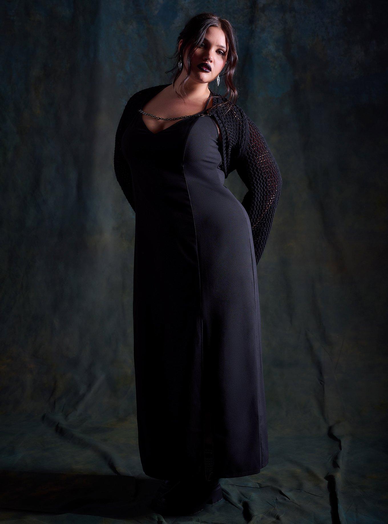 Nightfall Double Slit Lace Up Back Maxi Dress