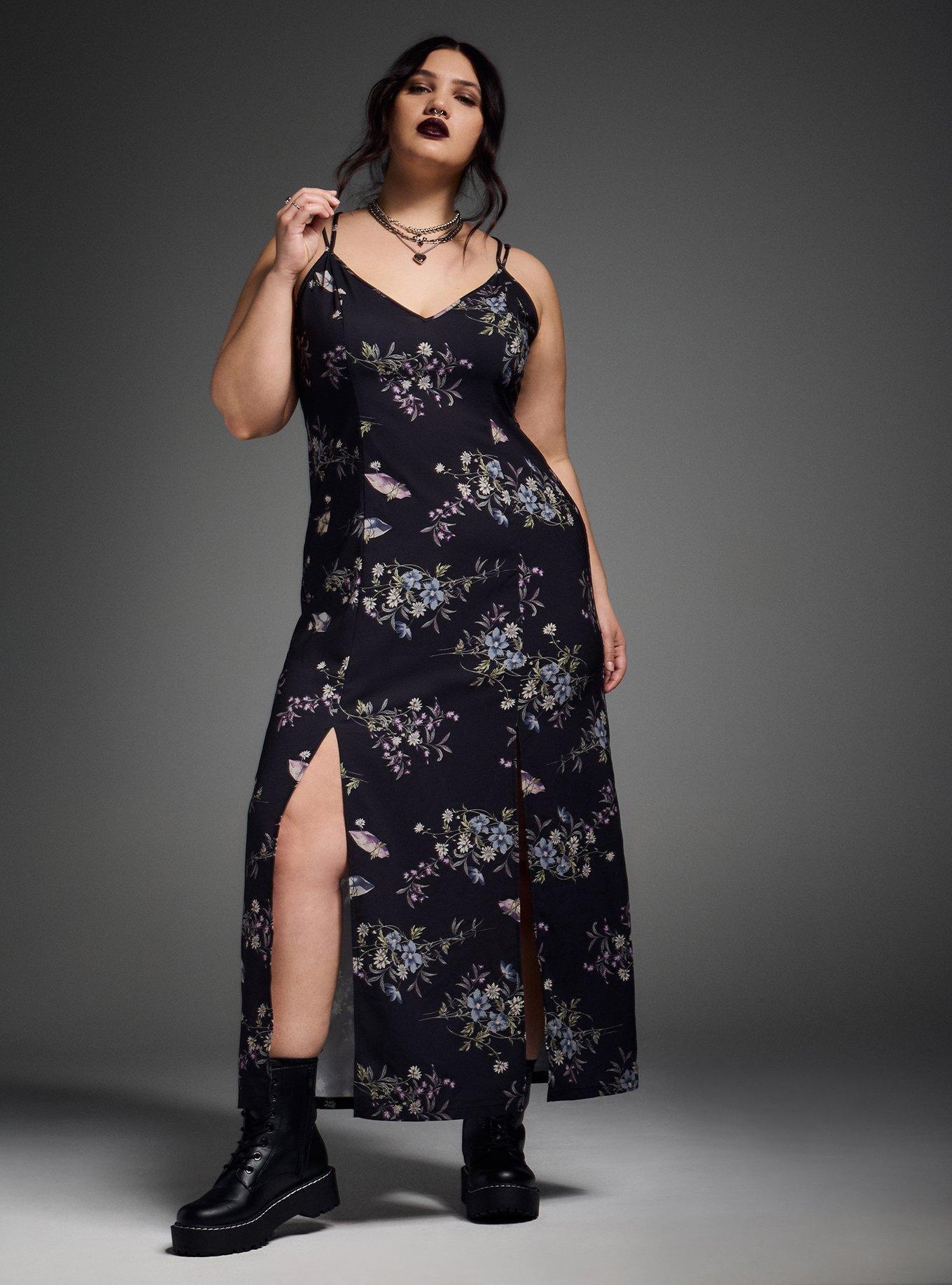Plus Size - Nightfall Lace Back Slit Maxi Dress - Torrid