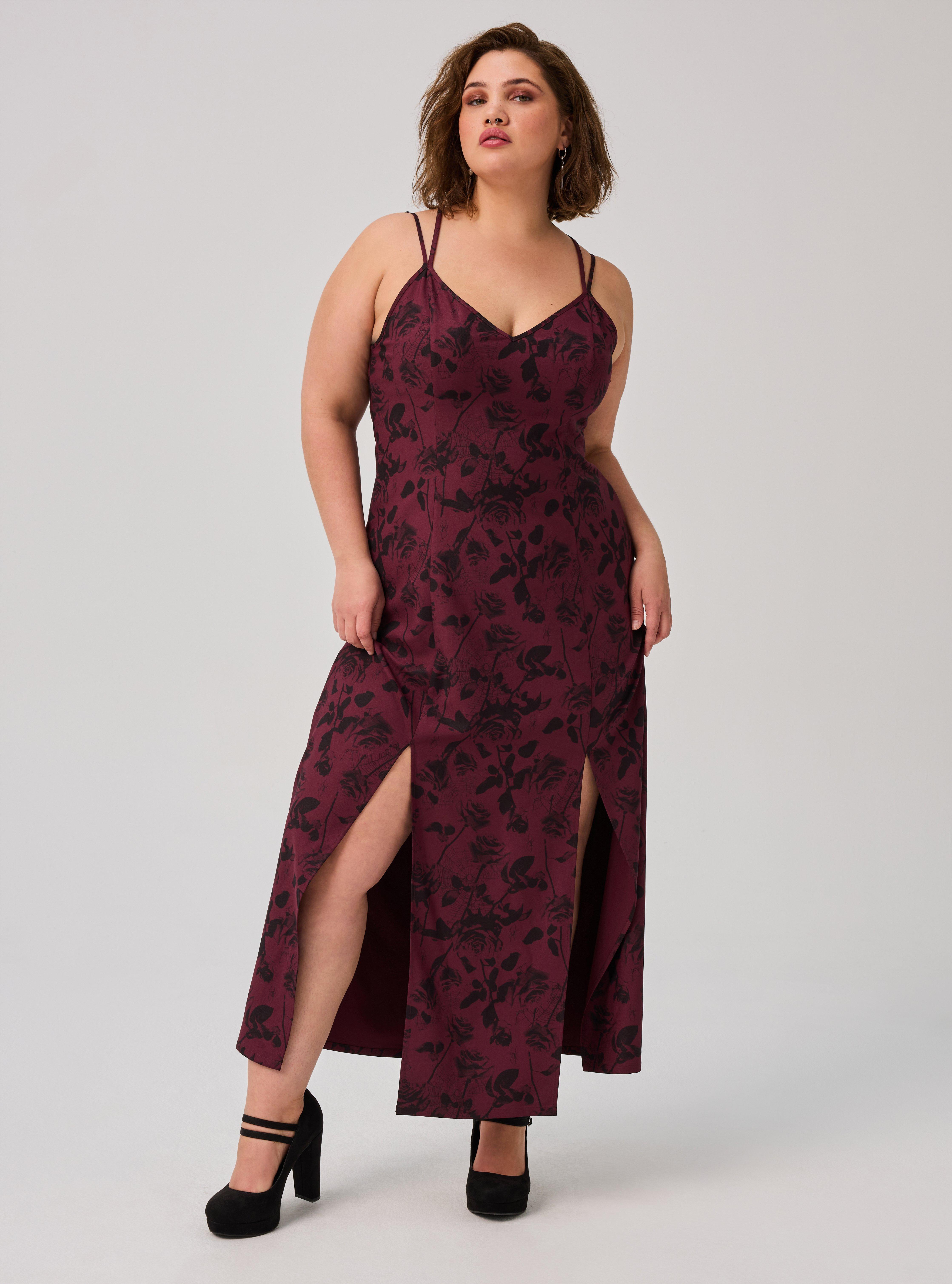 Nightfall Lace Back Slit Maxi Dress, TORRO ROSES FLORAL RED, alternate