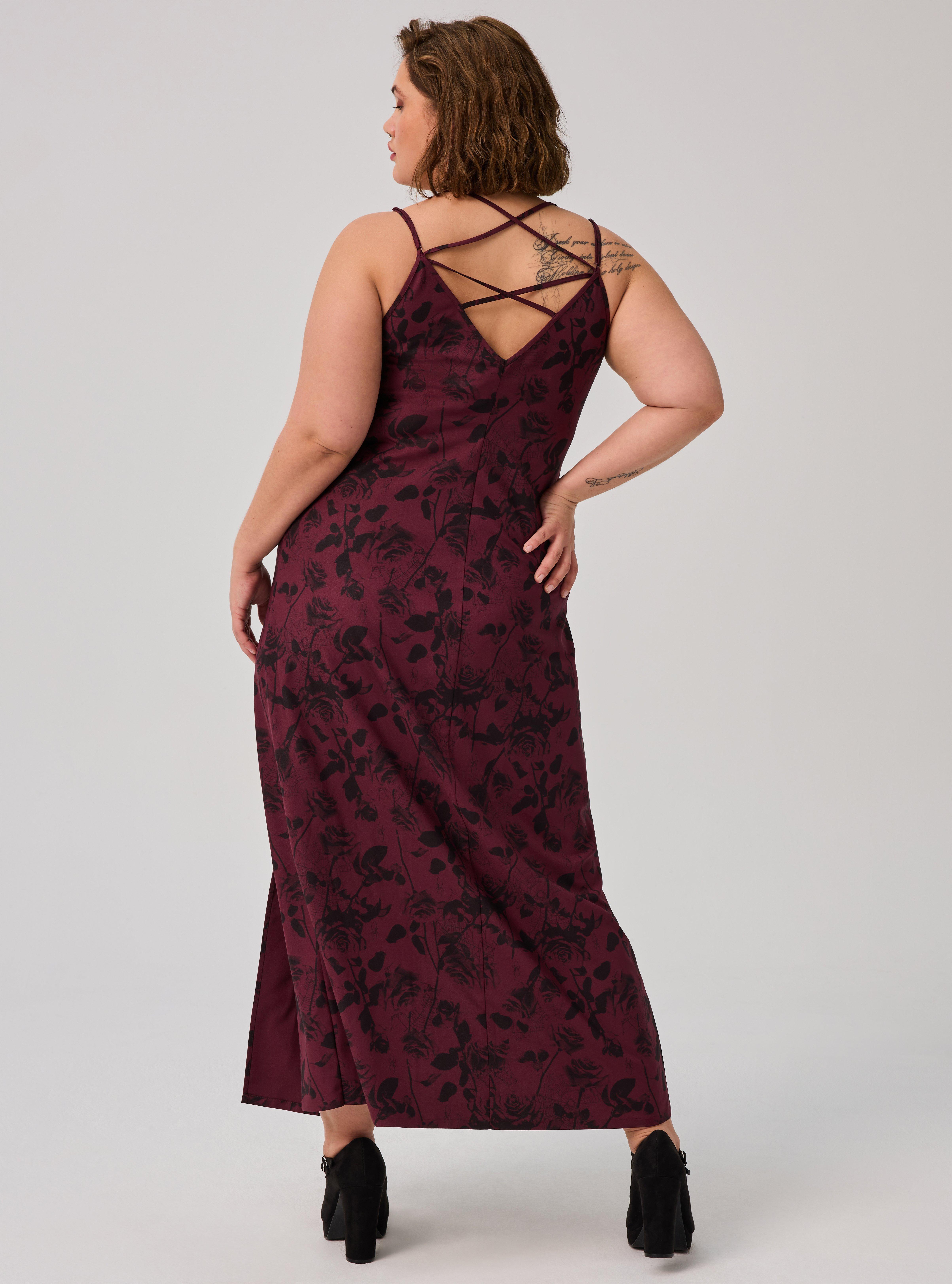 Nightfall Lace Back Slit Maxi Dress, TORRO ROSES FLORAL RED, alternate