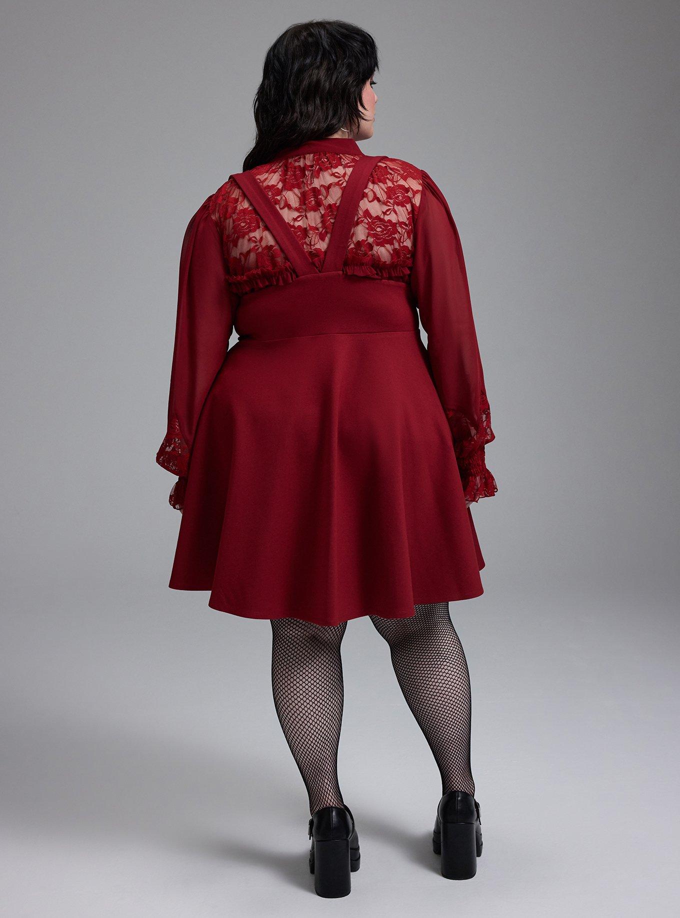 Plus Size Nightfall Front-Zip Pinafore Dress, Sun Dried Tomato, alternate
