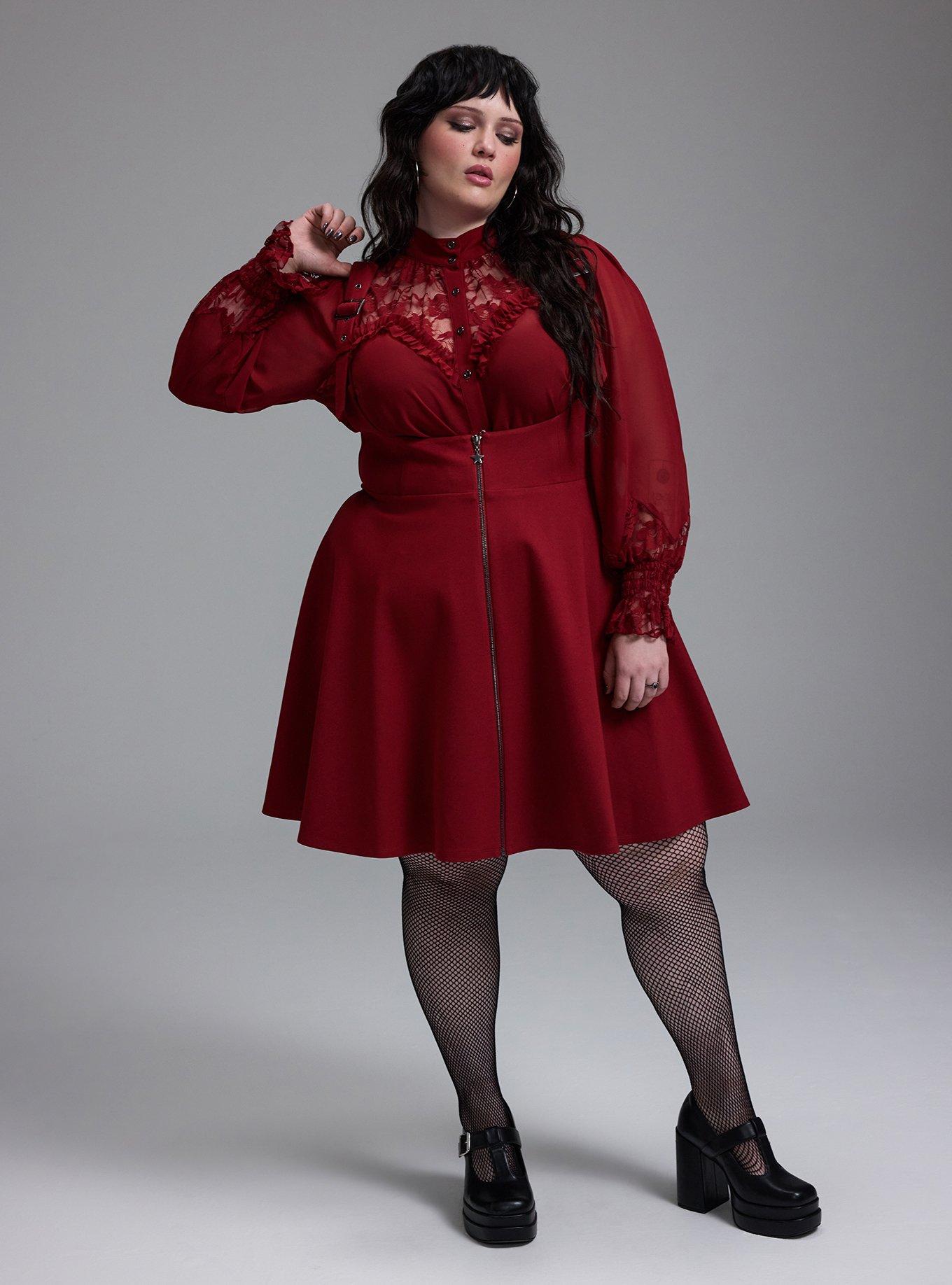 Plus Size Nightfall Front-Zip Pinafore Dress, Sun Dried Tomato, hi-res