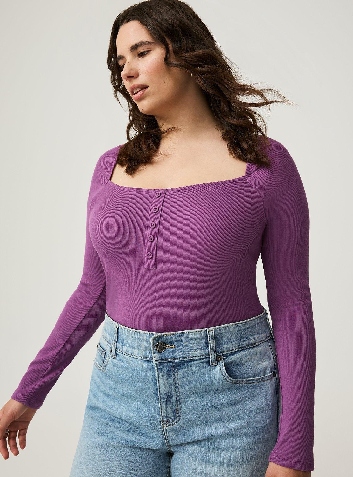Ribbed Square Neck Henley