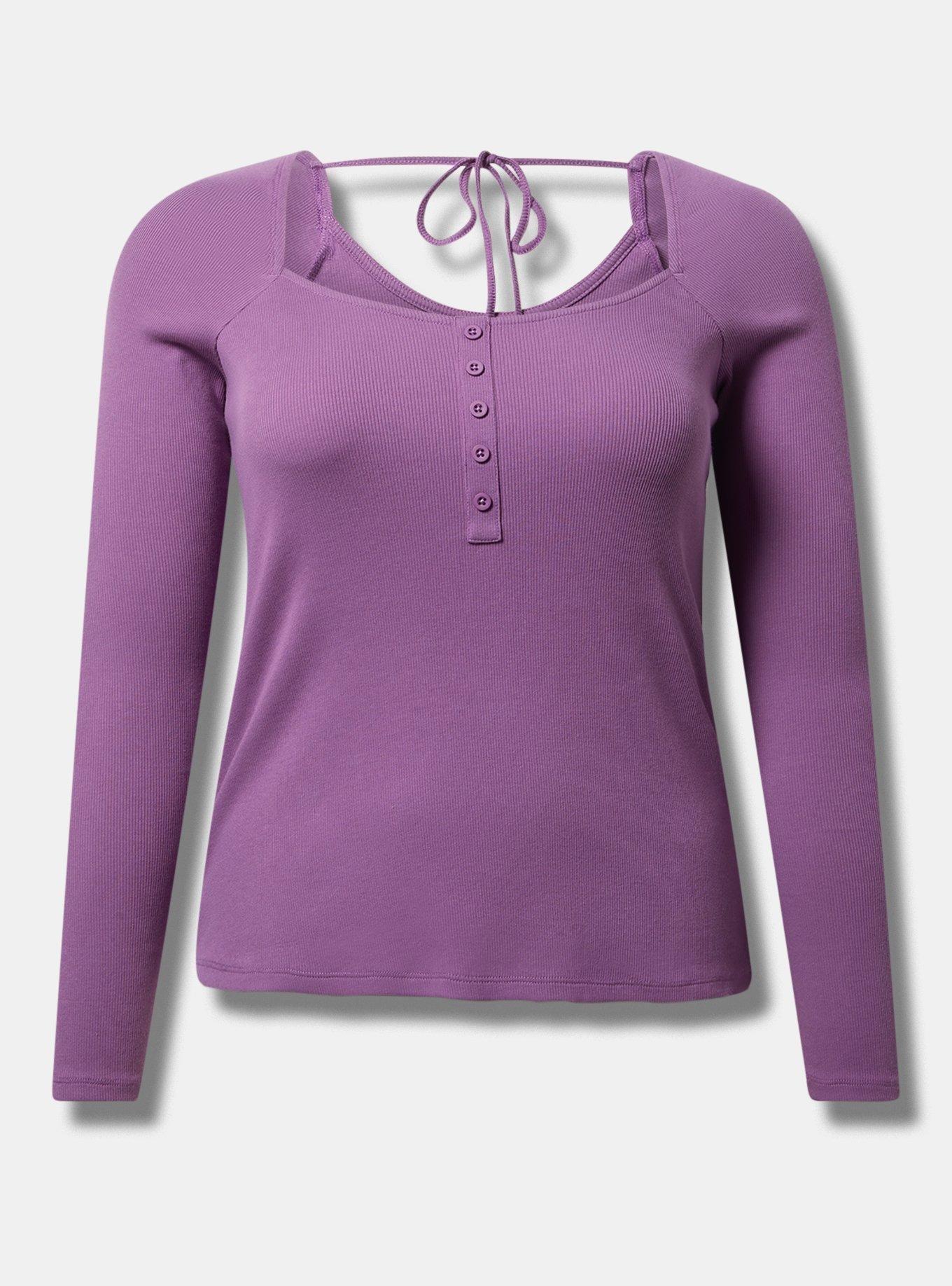 Ribbed Square Neck Henley