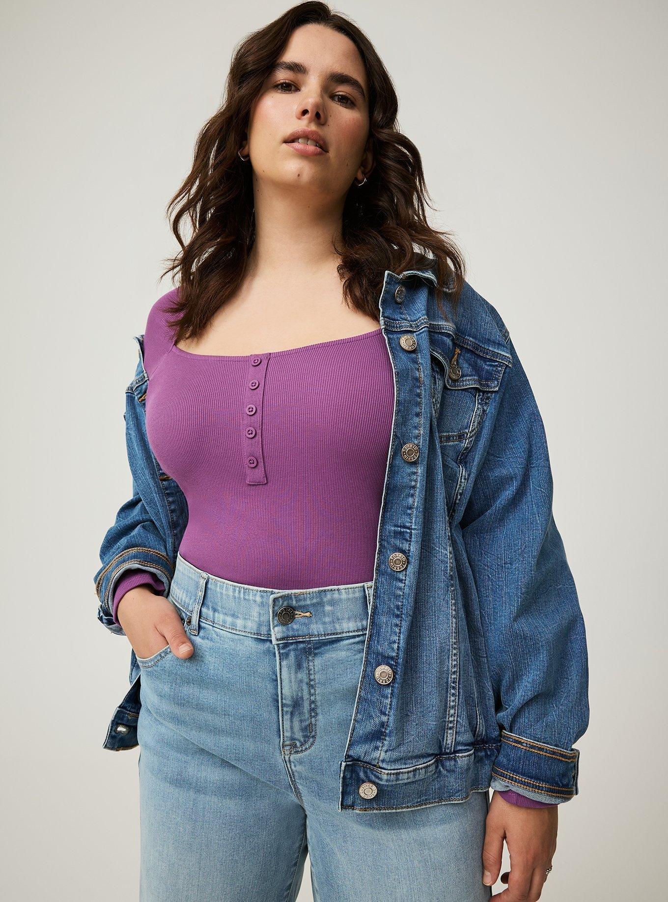 Ribbed Square Neck Henley