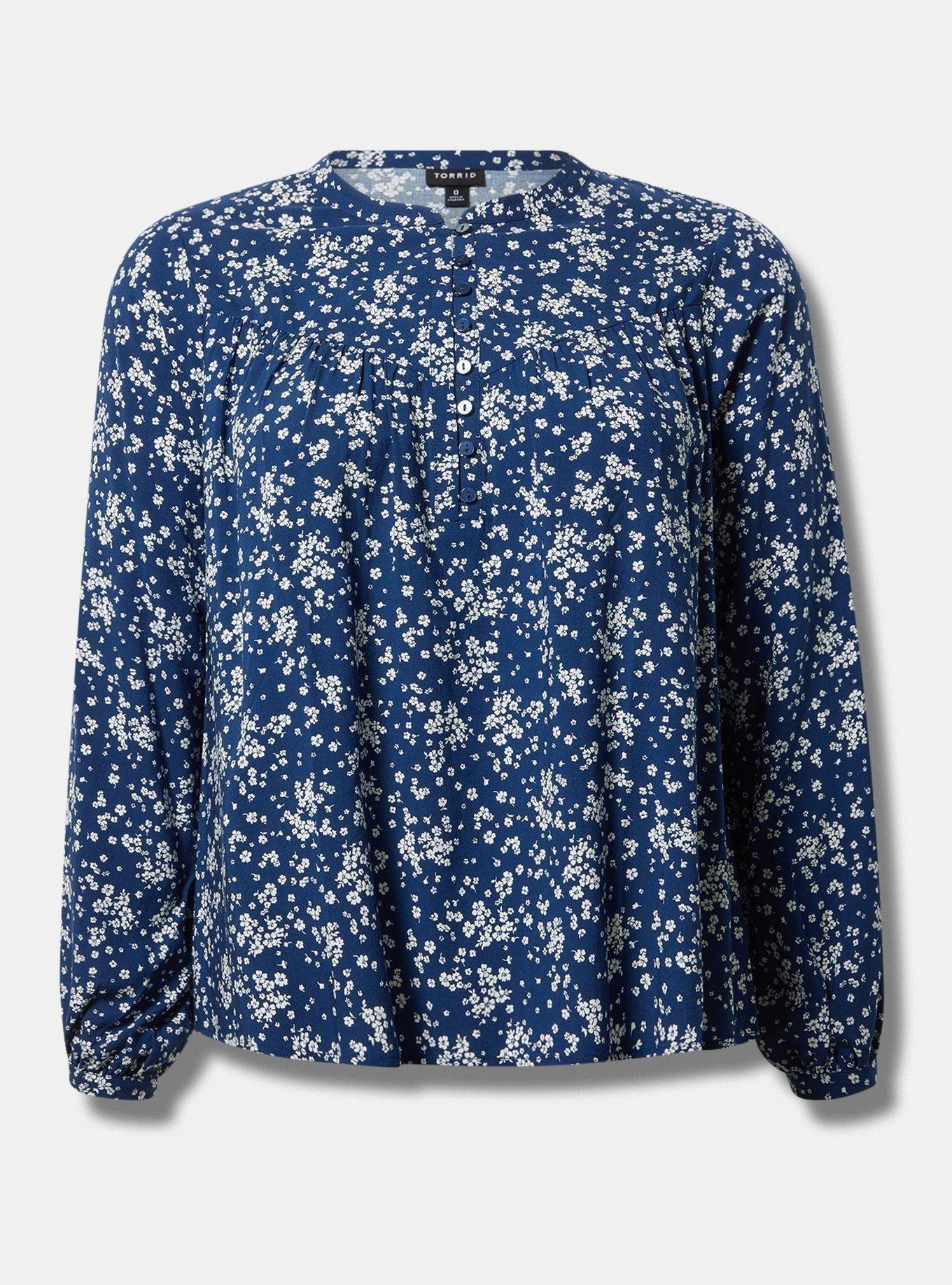 Relaxed Button-Front Blouse, , flat
