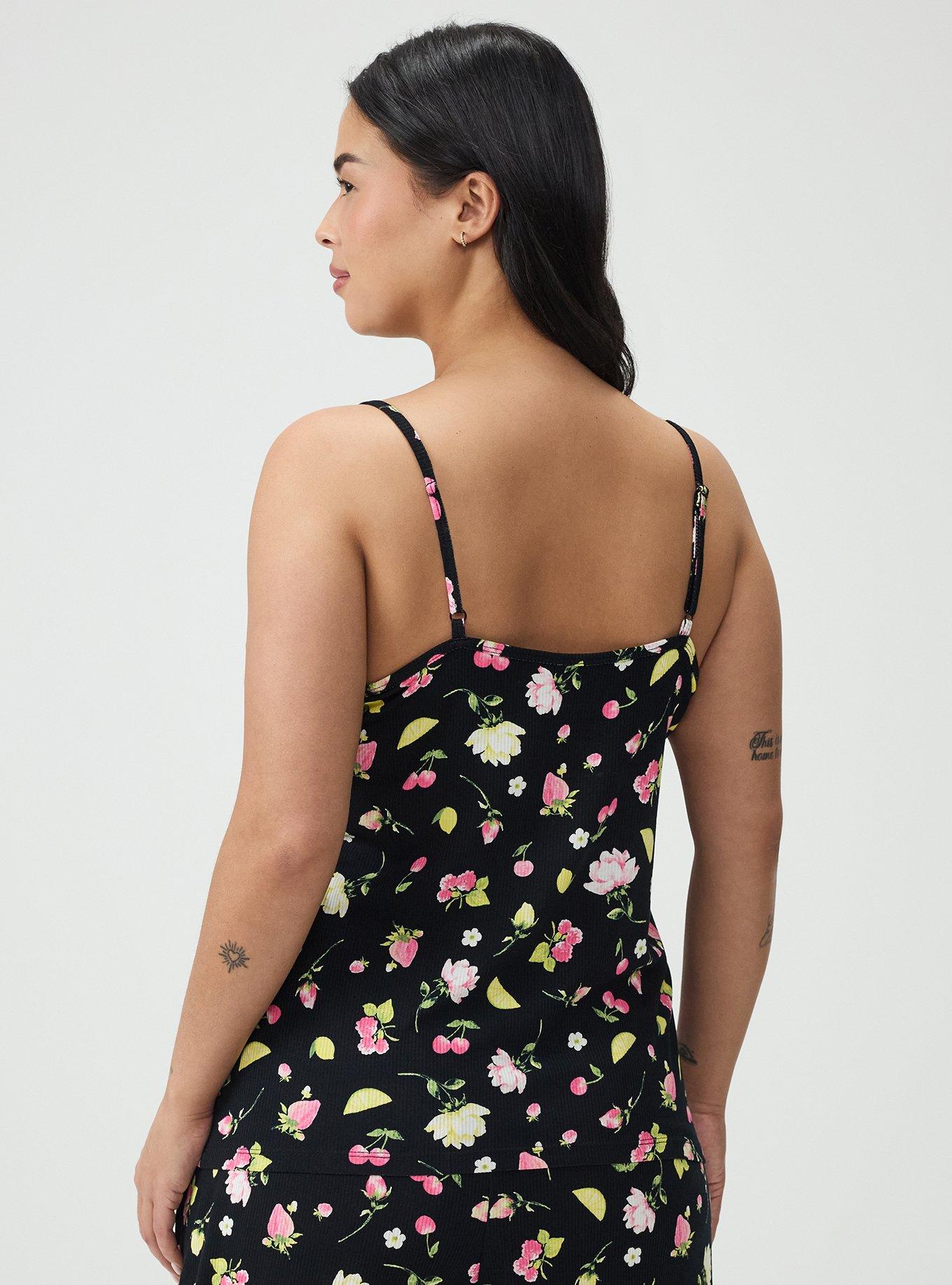 Super Soft Rib Lacy Sleep Tank, BOP CONVERSATIONAL BLACK, alternate