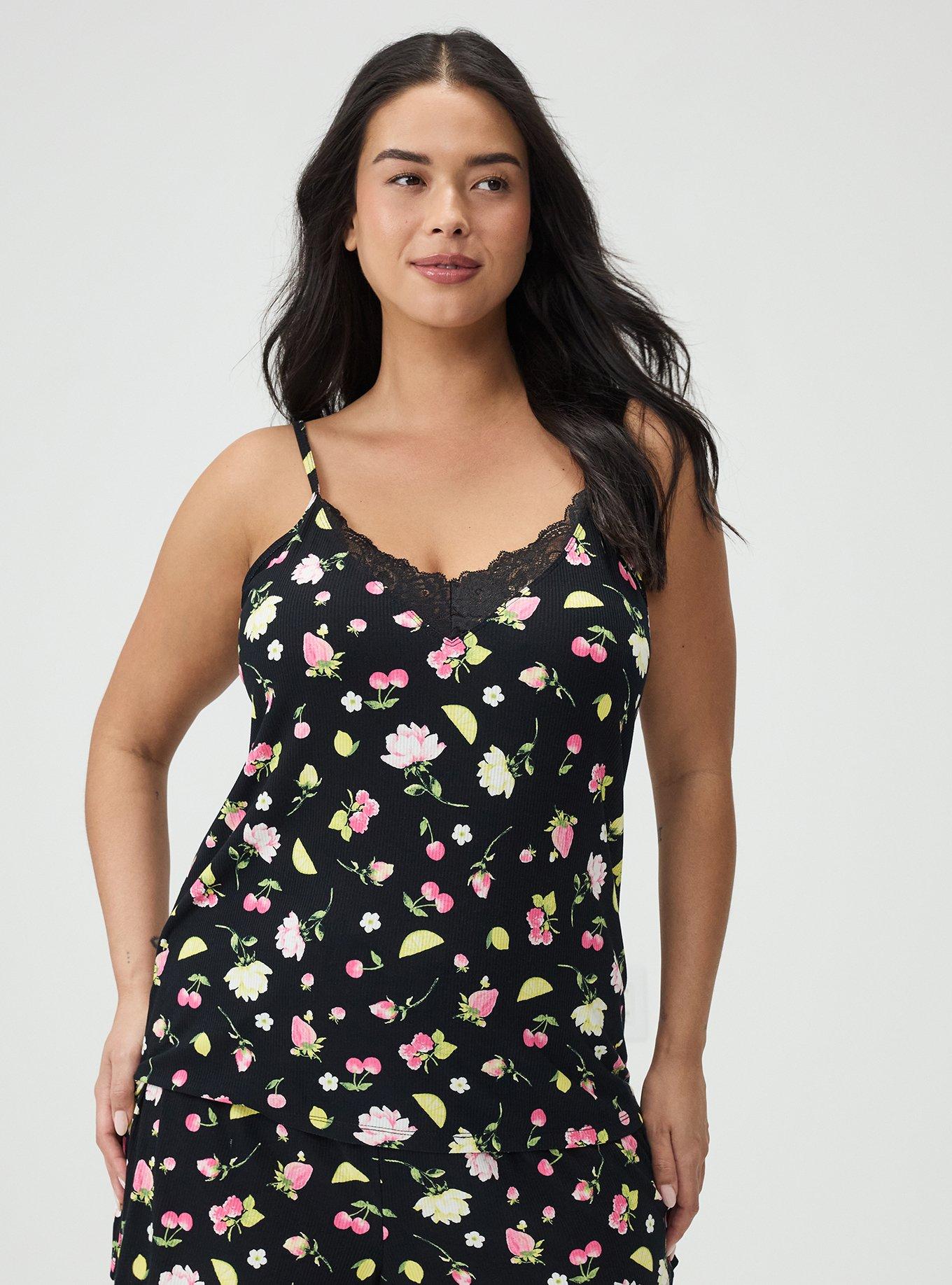 Super Soft Rib Lacy Sleep Tank, BOP CONVERSATIONAL BLACK, alternate