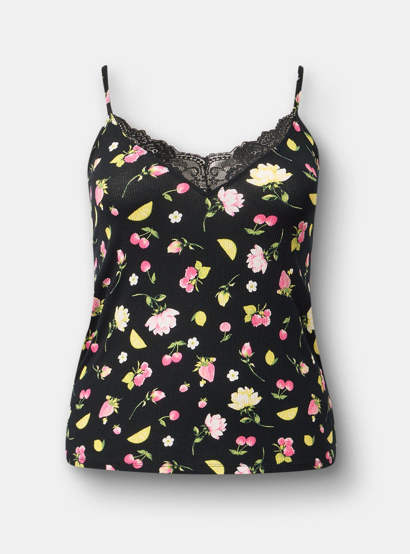 Super Soft Rib Lacy Sleep Tank, BOP CONVERSATIONAL BLACK, hi-res