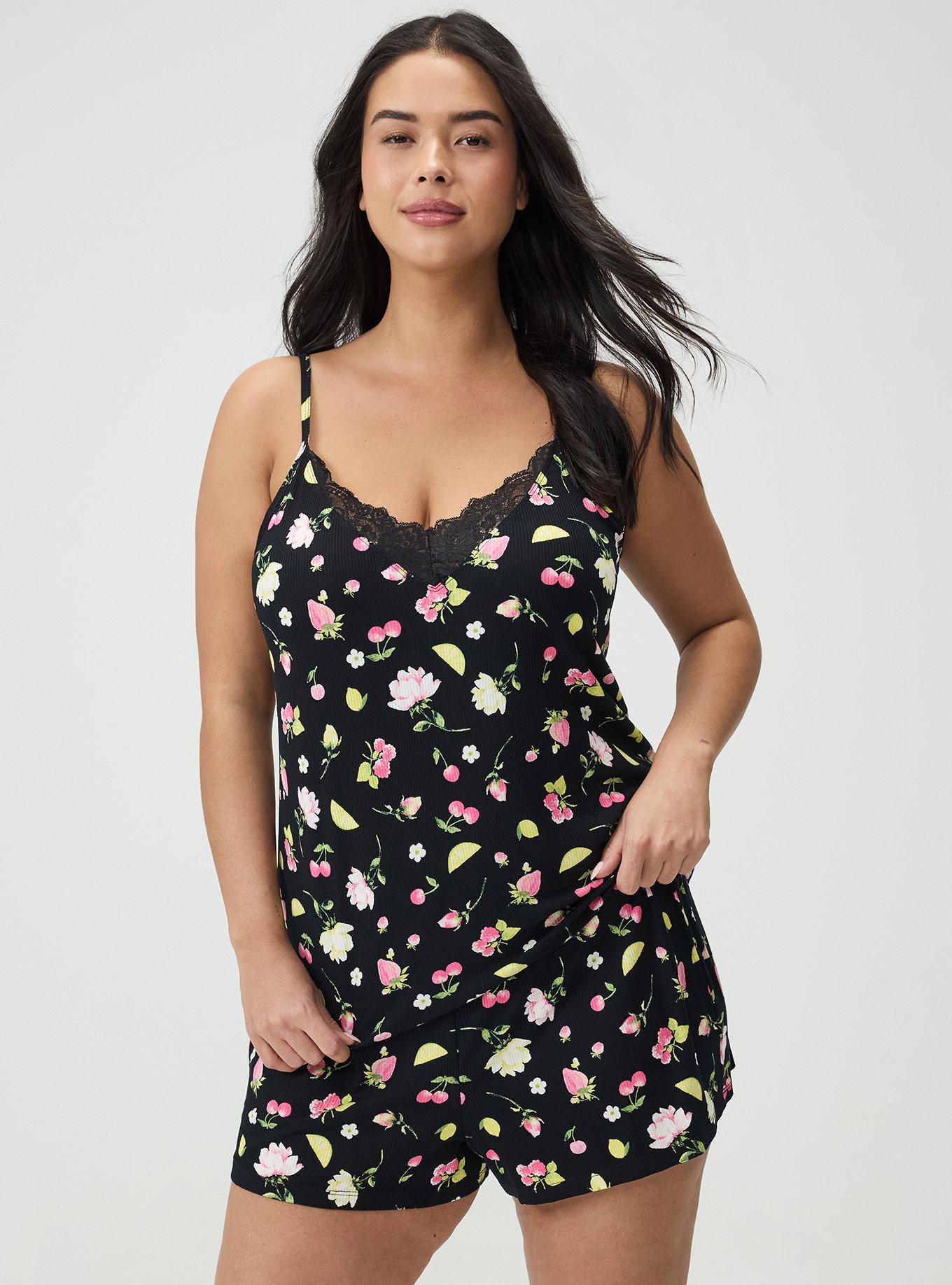 Super Soft Rib Lacy Sleep Tank, BOP CONVERSATIONAL BLACK, hi-res