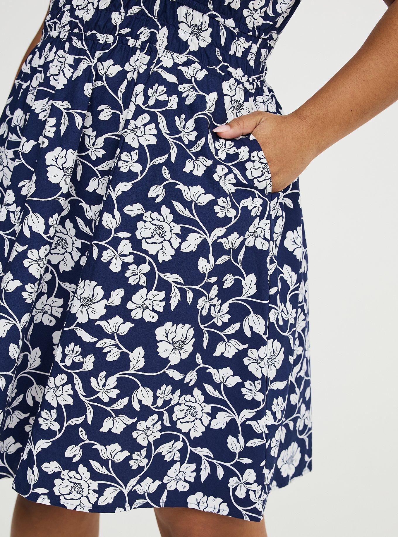 Skater Mini Dress, BOUDOIR ROSE FLORAL NAVY, alternate