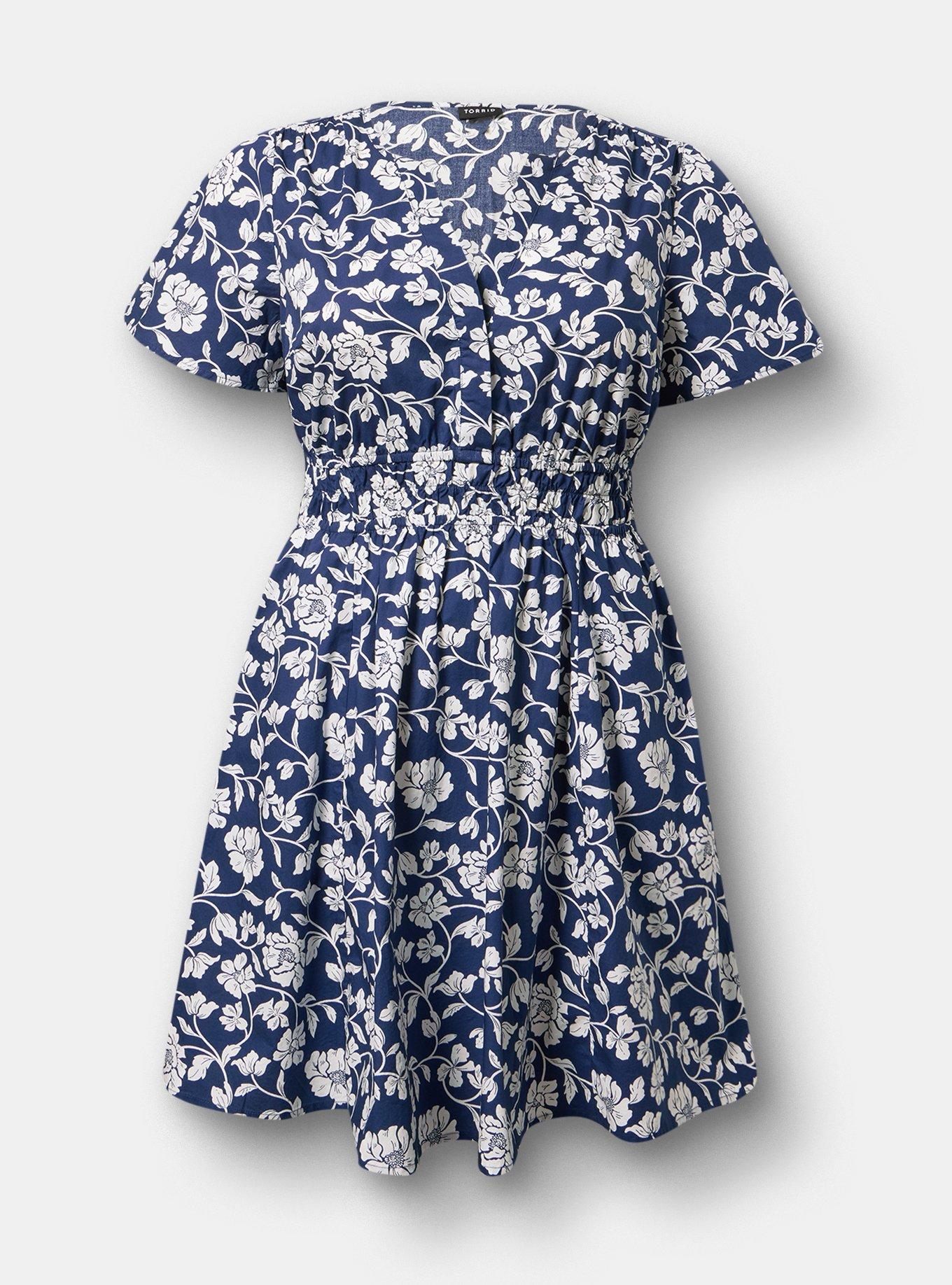 Skater Mini Dress, BOUDOIR ROSE FLORAL NAVY, hi-res