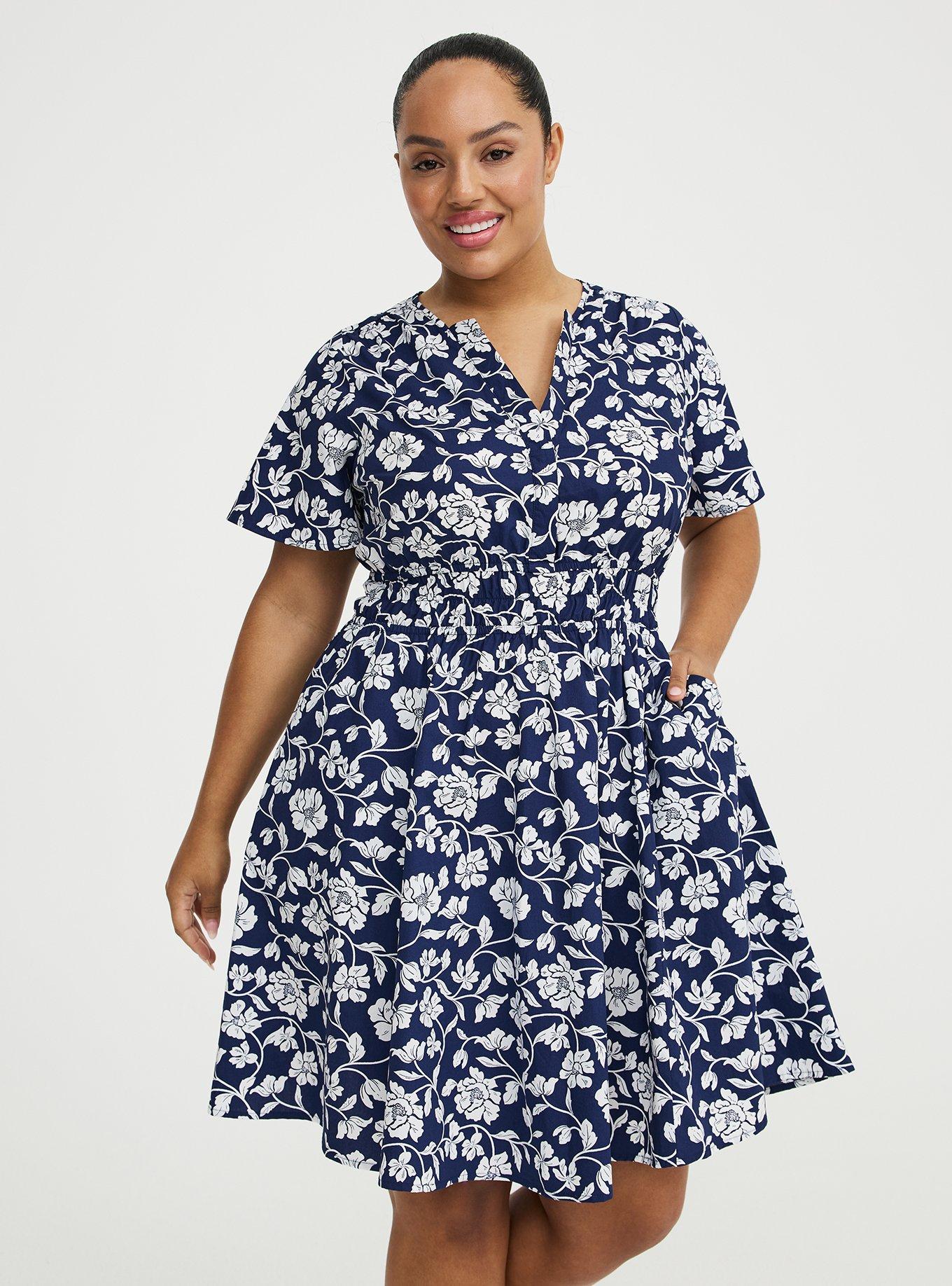 Skater Mini Dress, BOUDOIR ROSE FLORAL NAVY, hi-res