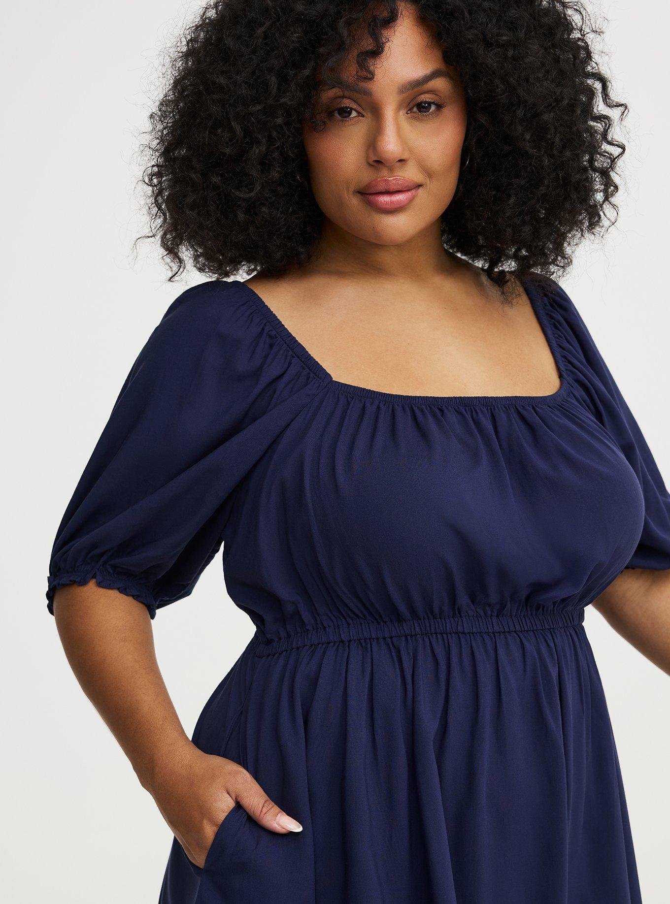 Puff Sleeve Mini Dress, PEACOAT, alternate