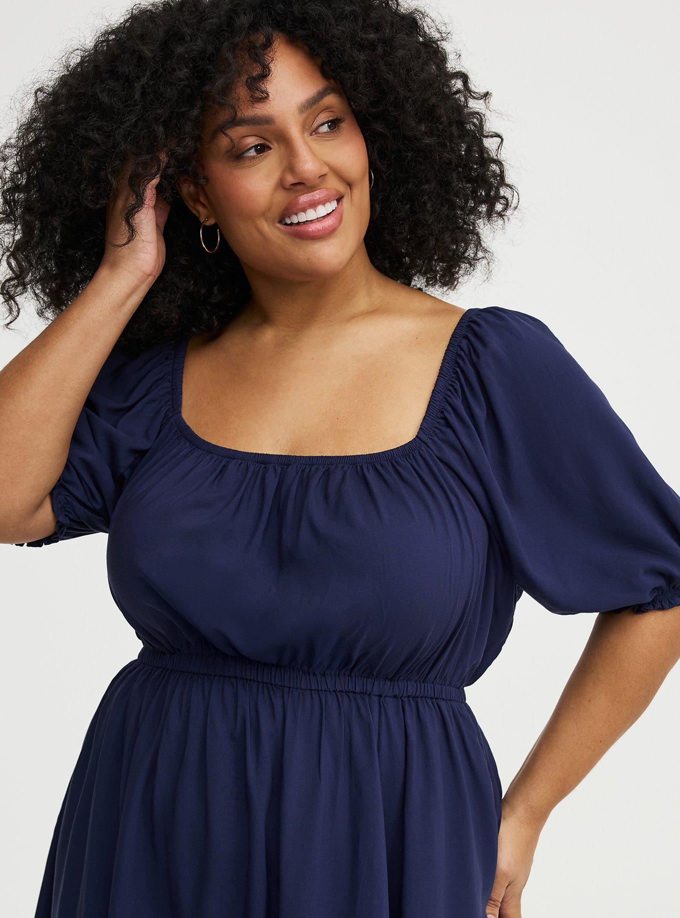 Puff Sleeve Mini Dress, PEACOAT, alternate