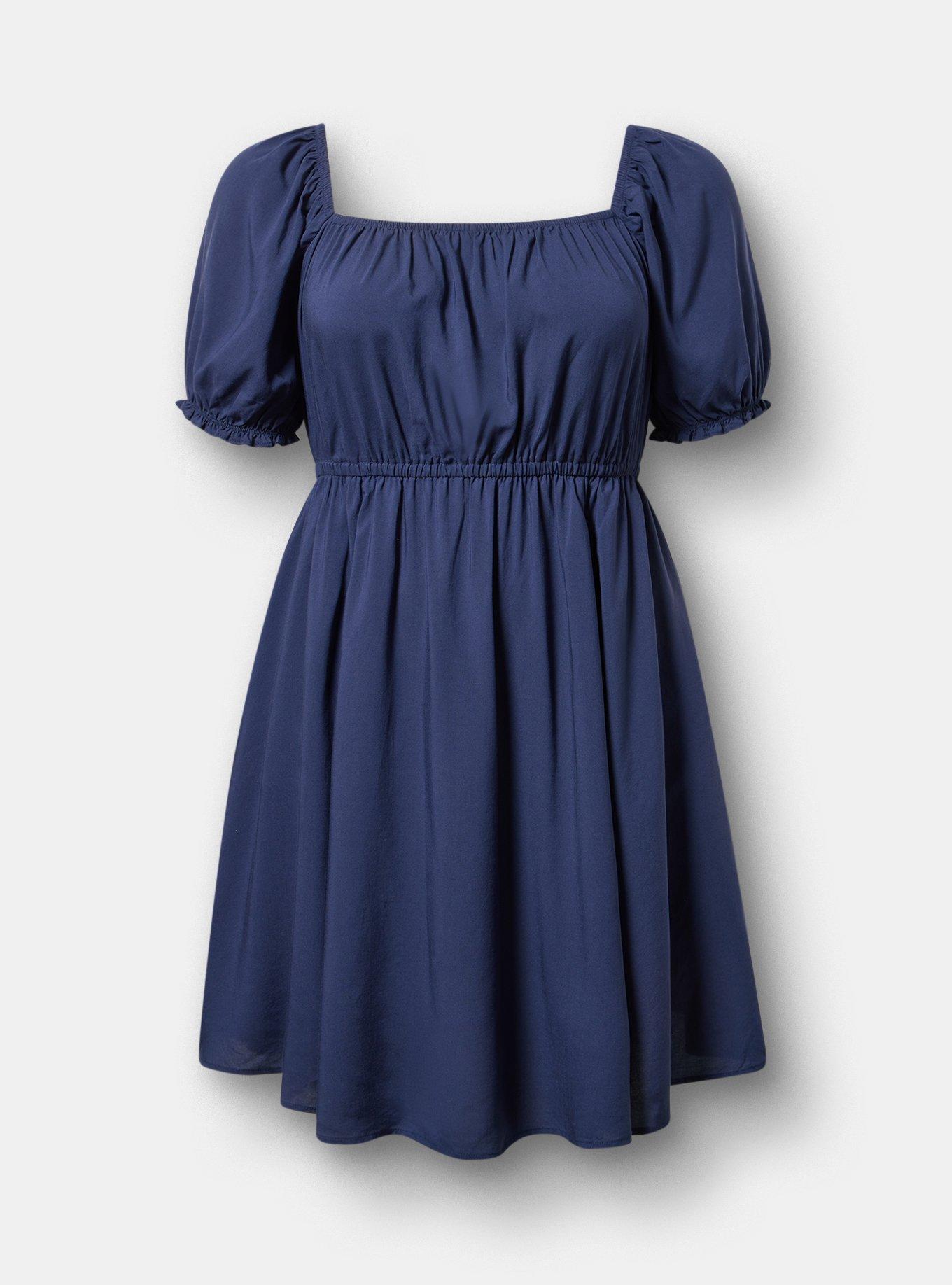 Puff Sleeve Mini Dress, PEACOAT, hi-res