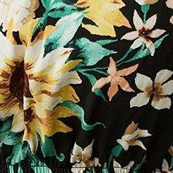 Plus Size Mini Puff-Sleeve Dress, SUNNY FLORALS DEEP BLACK, swatch