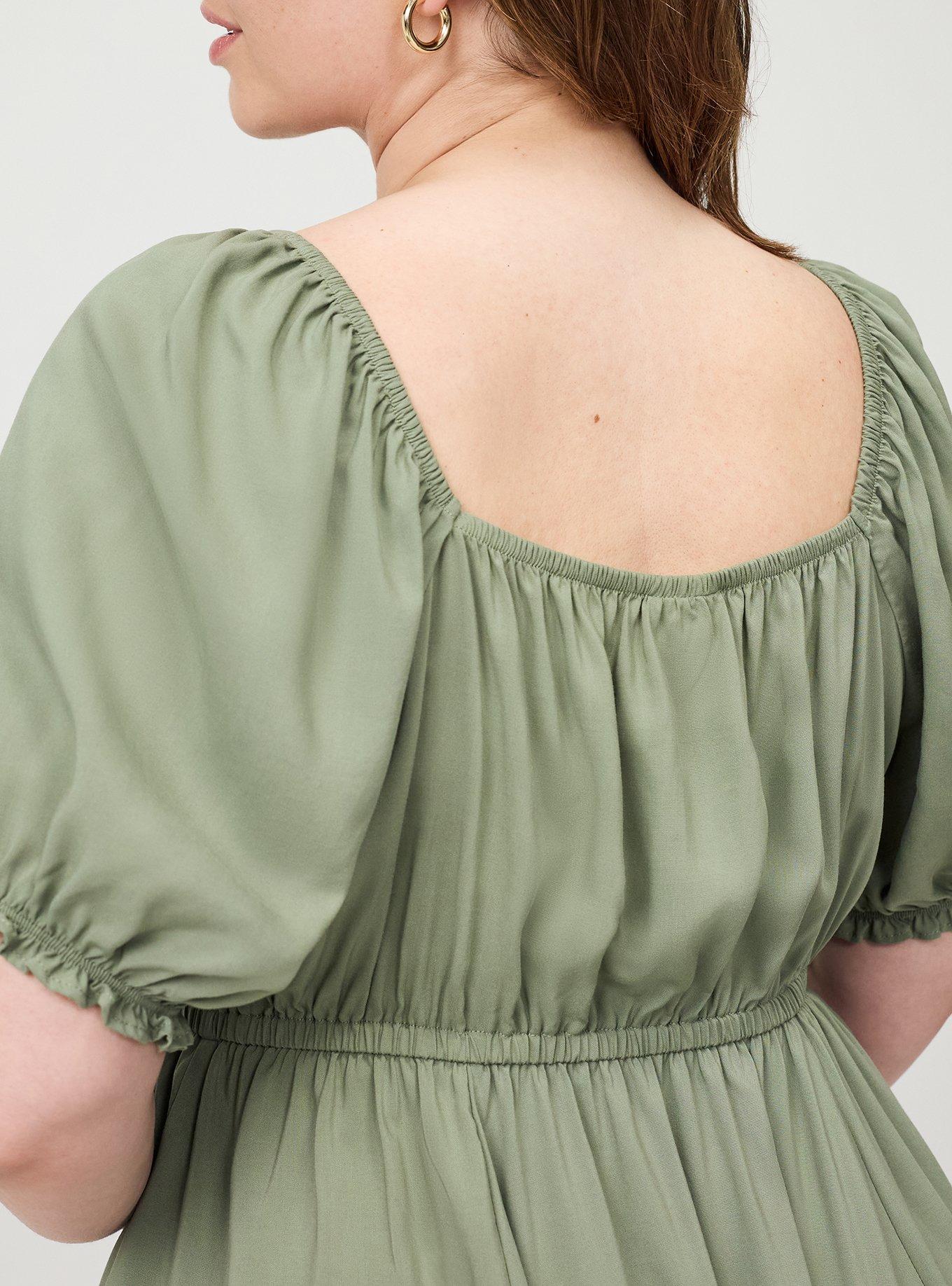 Puff Sleeve Mini Dress, HEDGE GREEN, alternate