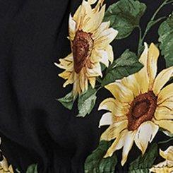 Puff Sleeve Mini Dress, CLASSIC SUNFLOWERS FLORAL BLACK, swatch