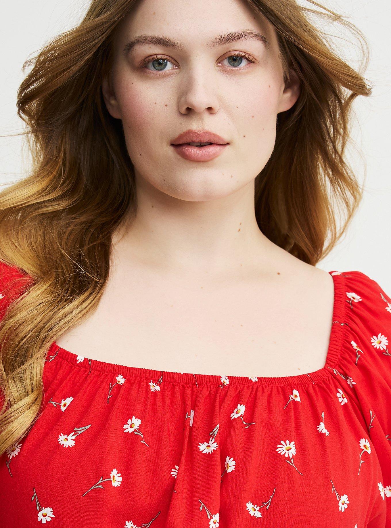 Puff Sleeve Mini Dress, DARA DAISIES FLORAL RED, alternate