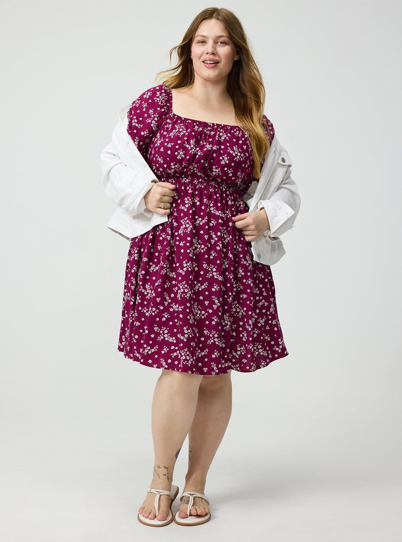 Puff Sleeve Mini Dress, CLASSIC DITSY FLORAL PURPLE, alternate