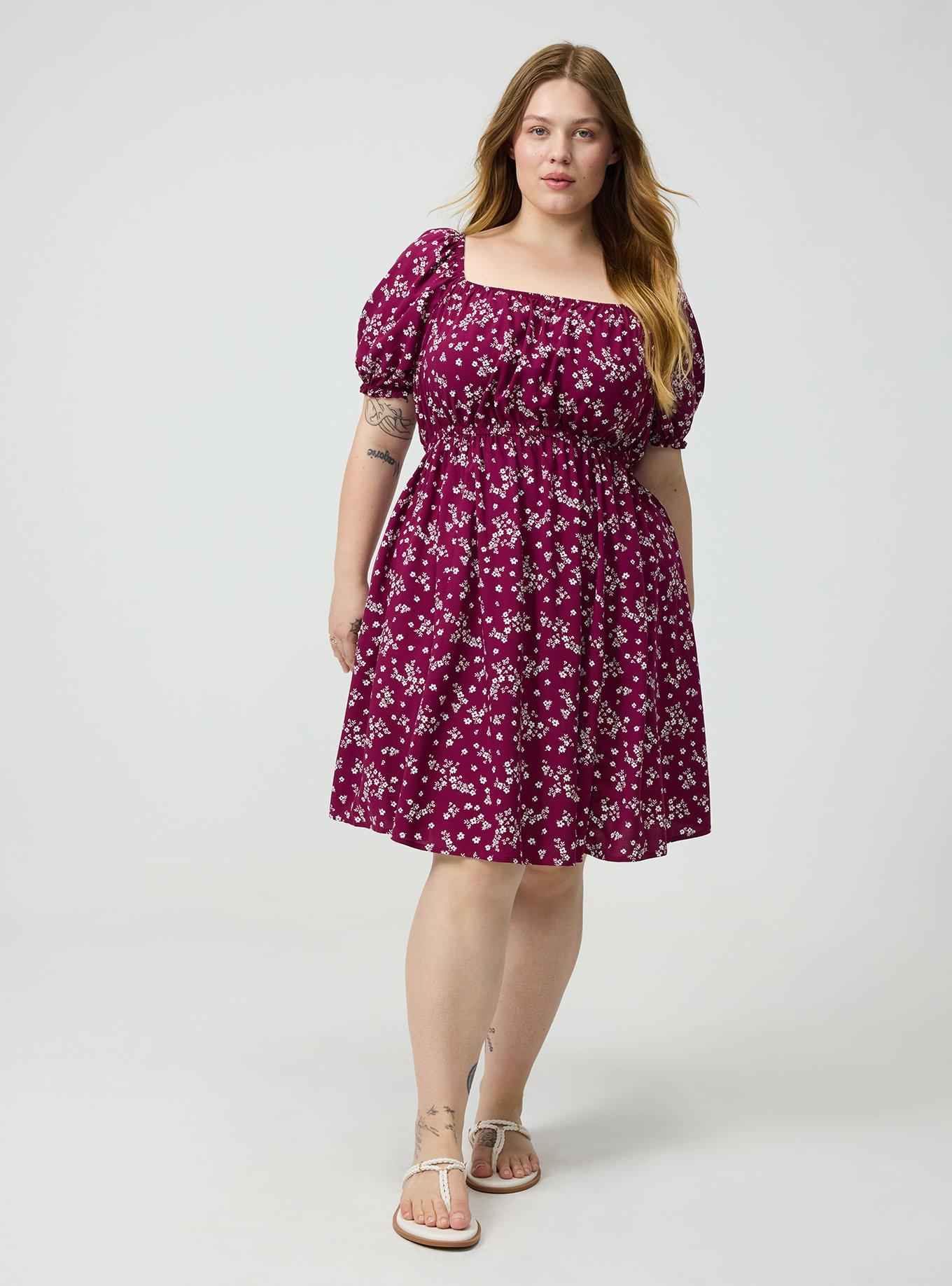 Puff Sleeve Mini Dress, CLASSIC DITSY FLORAL PURPLE, alternate